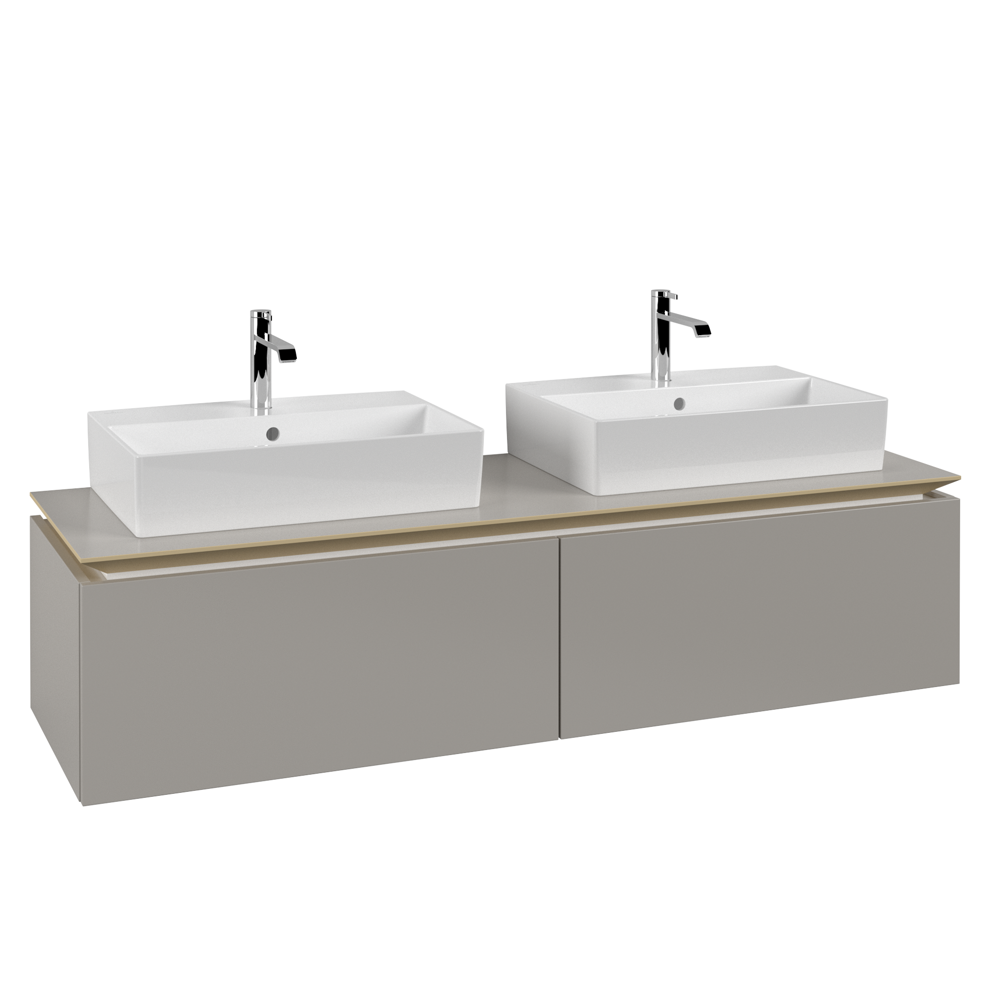 Villeroy & Boch Legato Meuble sous plan, 2 tiroirs sur rails, 1600x380x500mm, Caisson: Soft Grey, Façade: Soft Grey