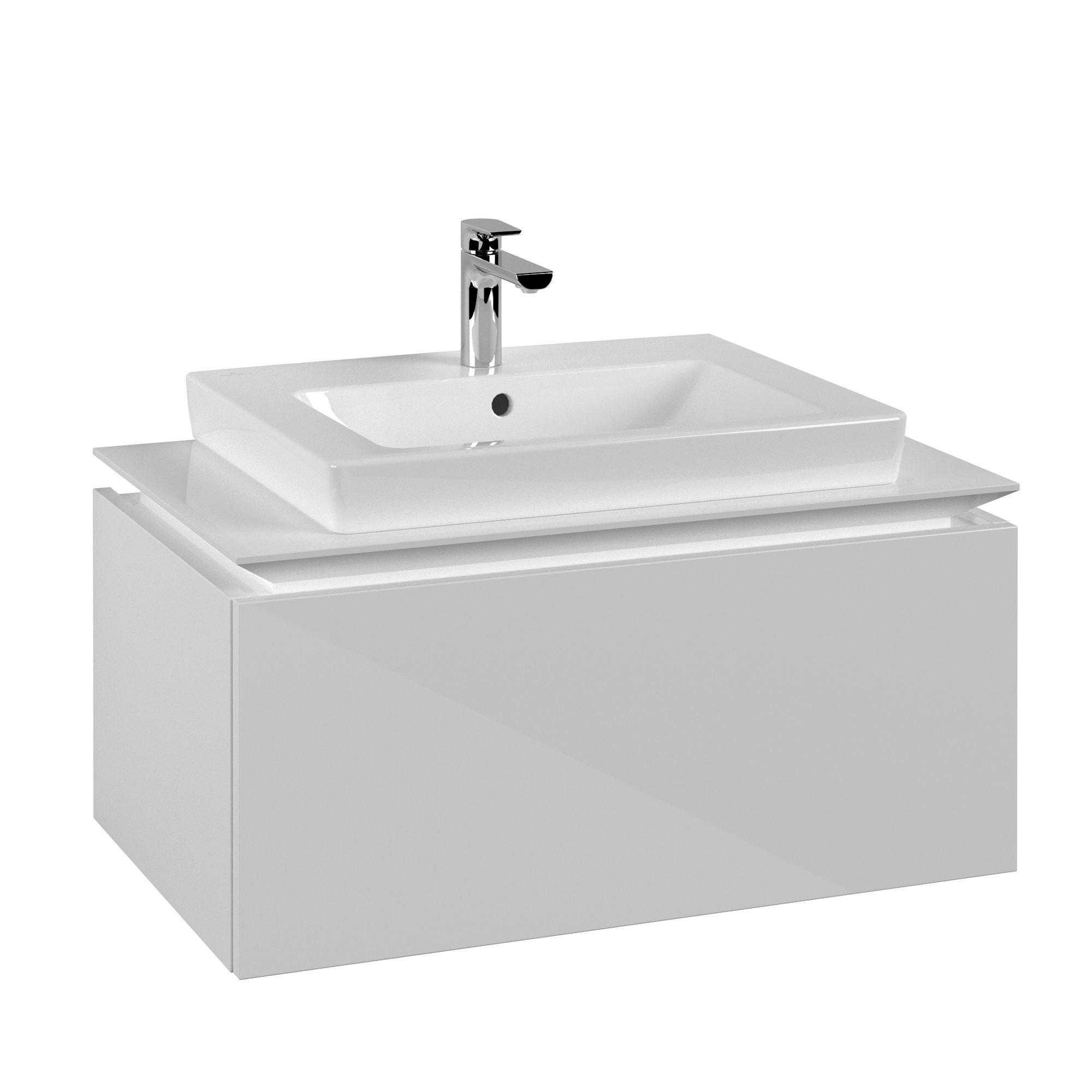 Villeroy & Boch Legato Waschbeckenunterschrank, 1 Auszug, 800x380x500mm, Korpus: Glossy White, Front: Glossy White