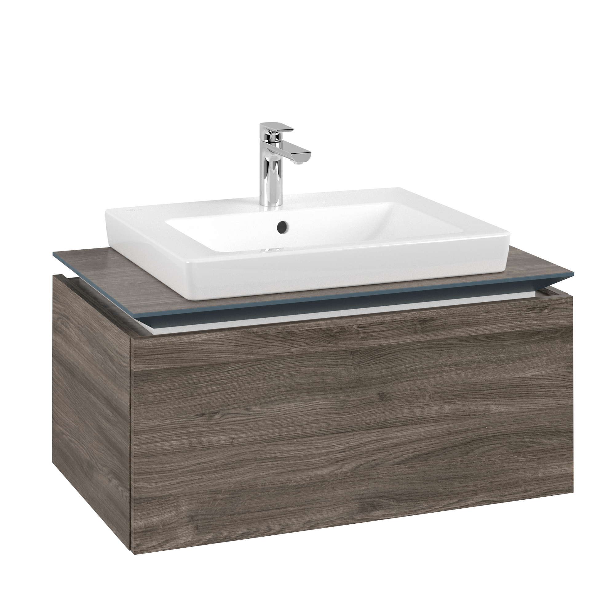 Villeroy & Boch Legato Vanity unit, 1 pull-out compartment, 800x380x500mm, Body: Stone Oak, Front: Stone Oak