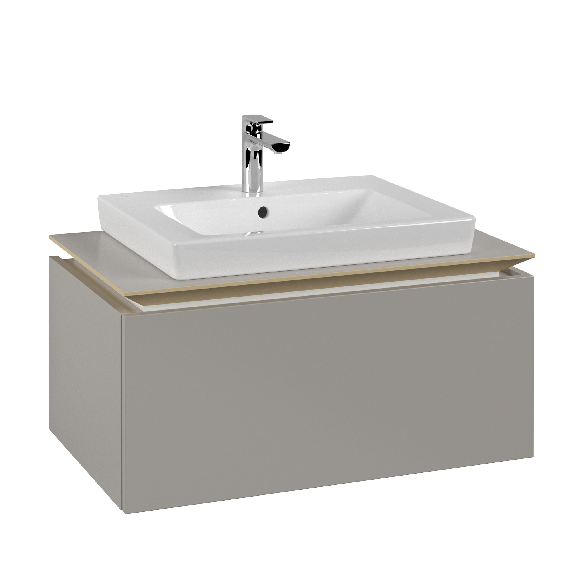 Villeroy & Boch Legato Meuble sous plan, 1 tiroir sur rails, 800x380x500mm, Caisson: Soft Grey, Façade: Soft Grey