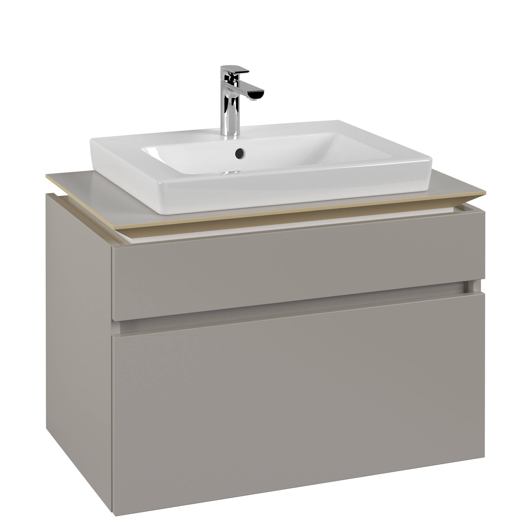 Villeroy & Boch Legato Vanity unit, with lighting, 2 pull-out compartments, 800x550x500mm, Body: Soft Grey, Front: Soft Grey