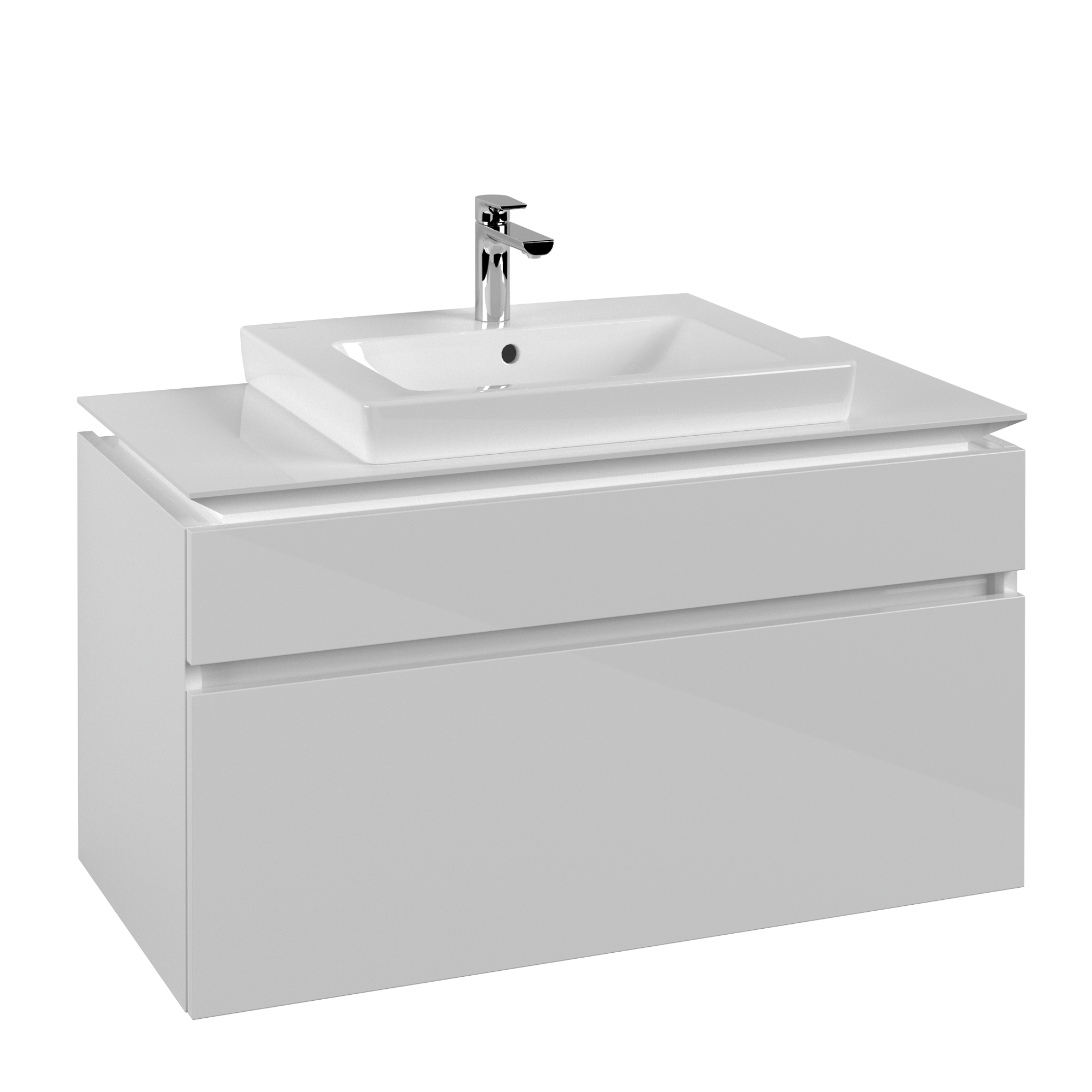 Villeroy & Boch Legato Waschbeckenunterschrank, 2 Auszüge, 1000x550x500mm, Korpus: Glossy White, Front: Glossy White