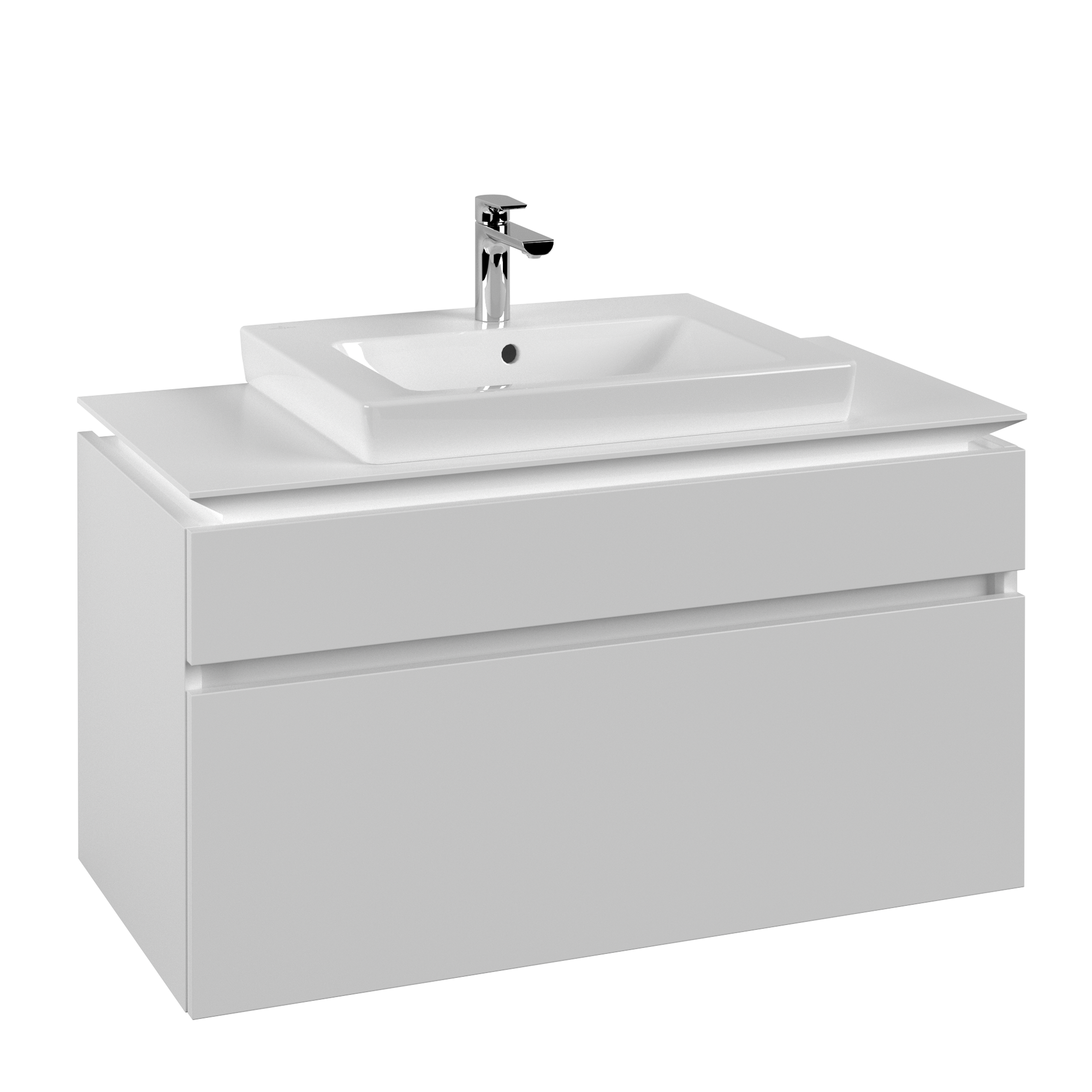 Villeroy & Boch Legato Meuble sous plan, 2 tiroirs sur rails, 1000x550x500mm, Caisson: White Matt, Façade: White Matt