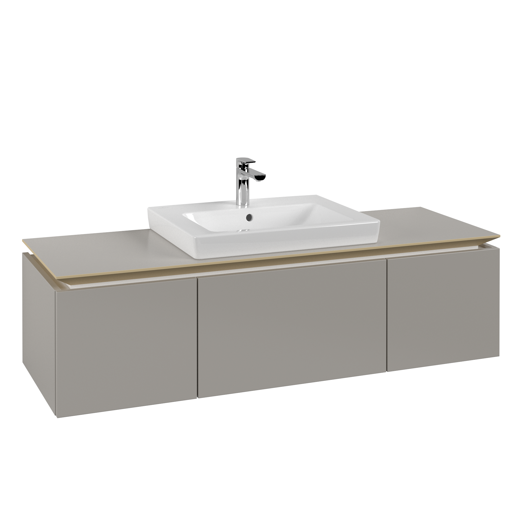 Villeroy & Boch Legato Waschbeckenunterschrank, 3 Auszüge, 1400x380x500mm, Korpus: Soft Grey, Front: Soft Grey