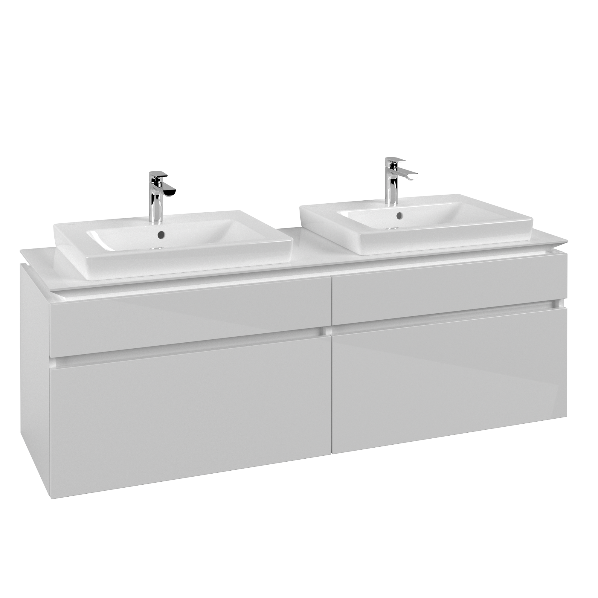 Villeroy & Boch Legato Waschbeckenunterschrank, 4 Auszüge, 1600x550x500mm, Korpus: Glossy White, Front: Glossy White