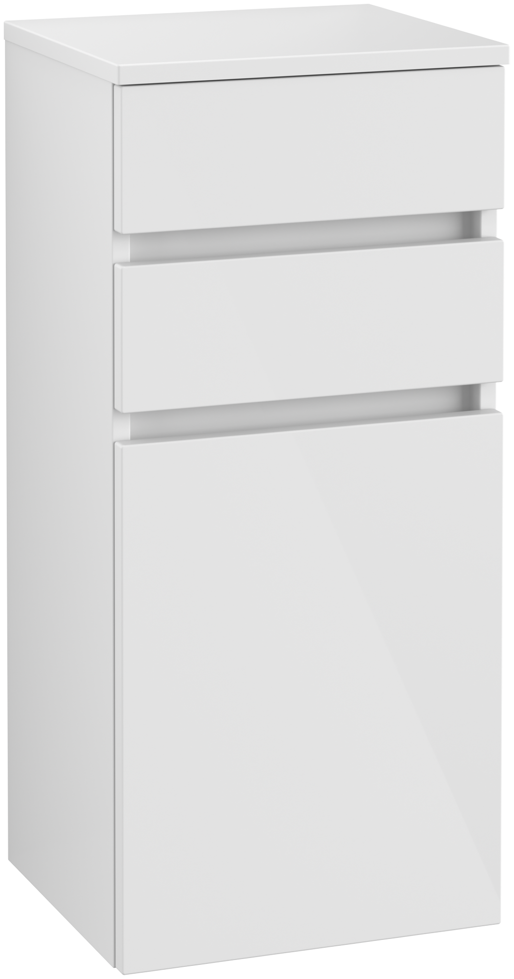 Villeroy & Boch Legato Seitenschrank, 2 Schubladen, 400x870x350mm, Korpus: Glossy White, Front: Glossy White
