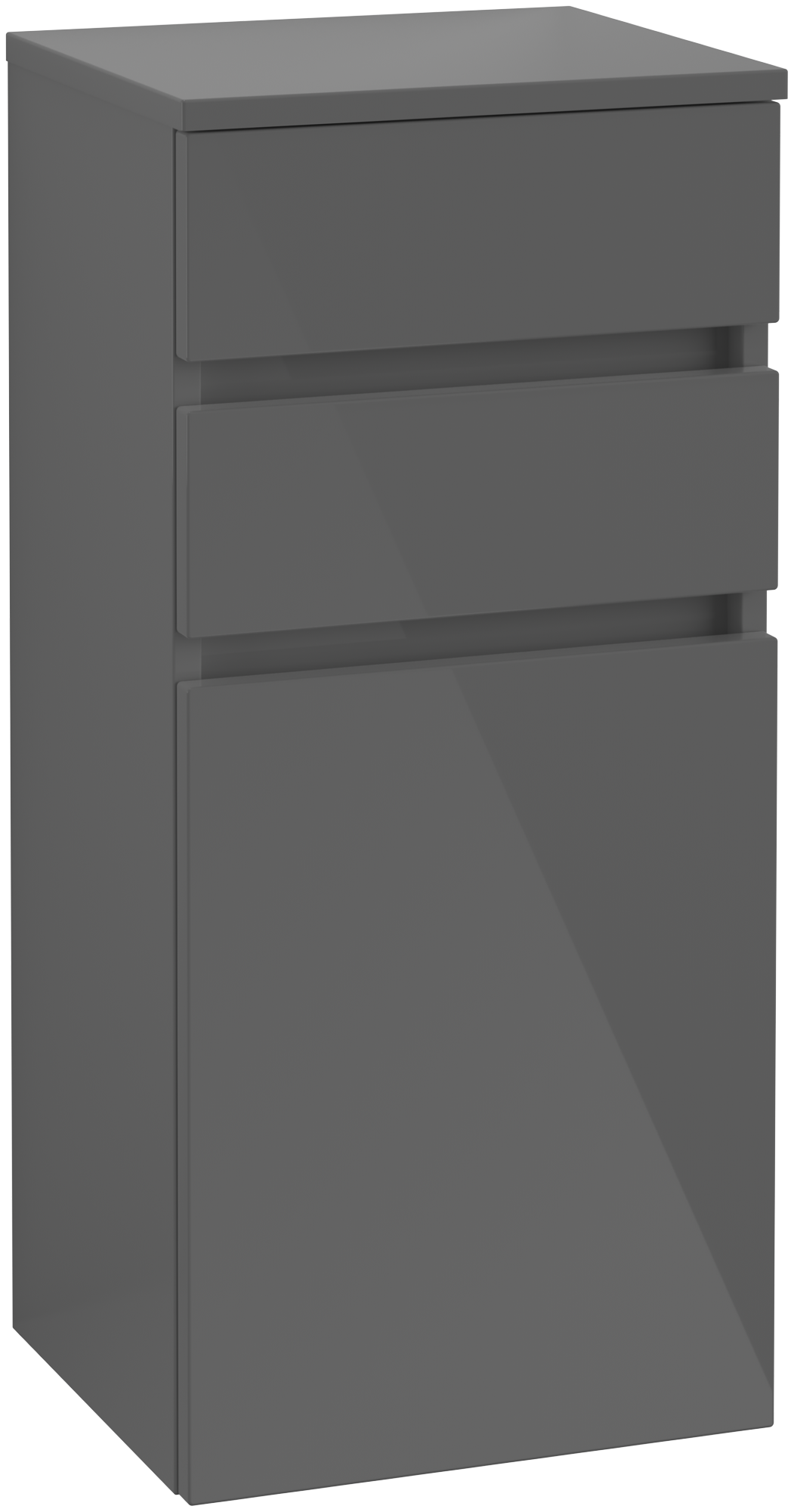 Villeroy & Boch Legato Seitenschrank, 2 Schubladen, 400x870x350mm, Korpus: Glossy Grey, Front: Glossy Grey