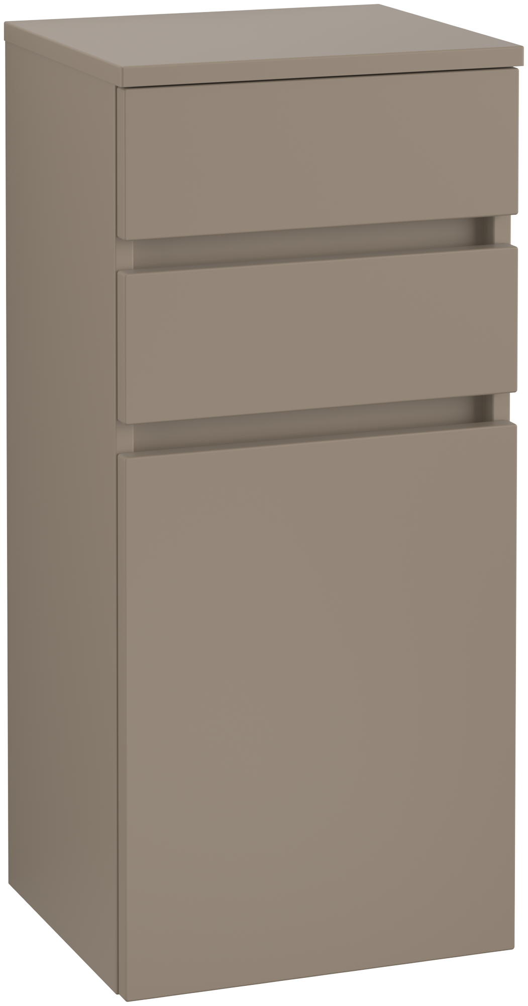Villeroy & Boch Legato Seitenschrank, 2 Schubladen, 400x870x350mm, Korpus: Truffle Grey, Front: Truffle Grey