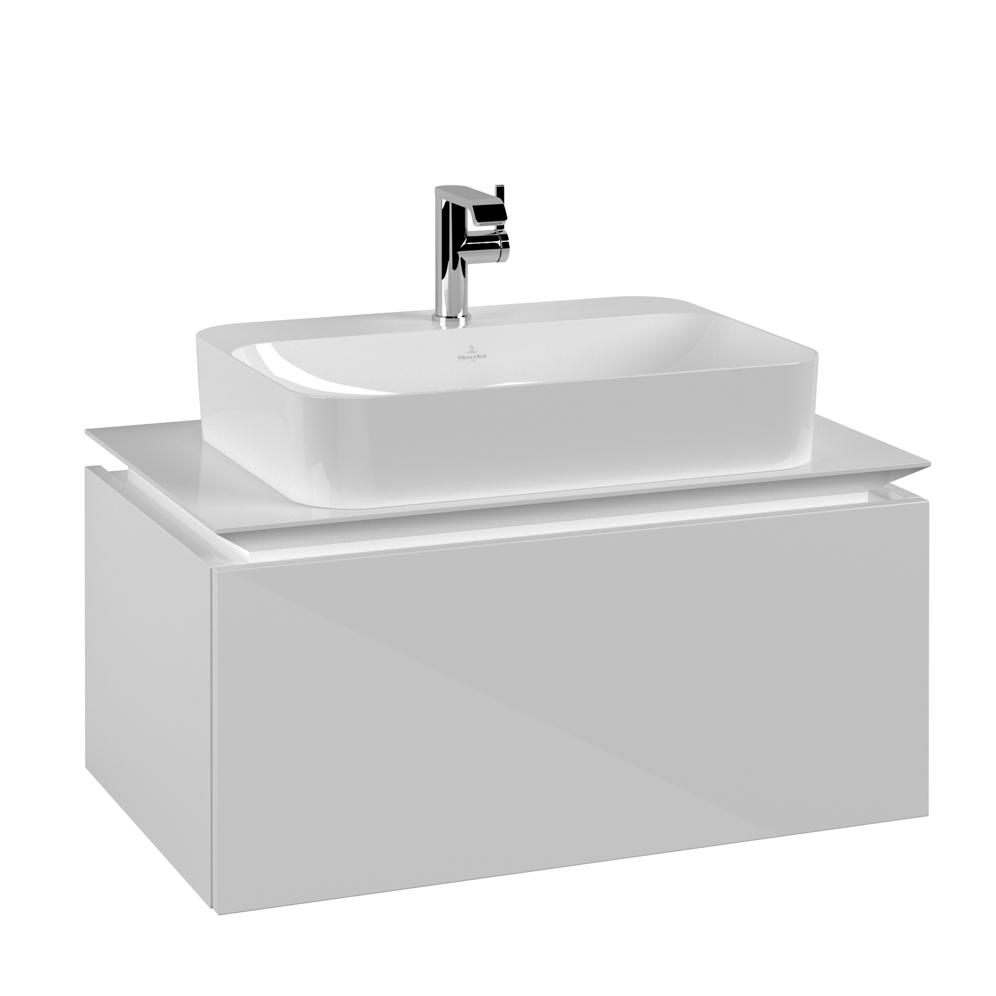 Villeroy & Boch Legato Waschbeckenunterschrank, 1 Auszug, 800x380x500mm, Korpus: Glossy White, Front: Glossy White