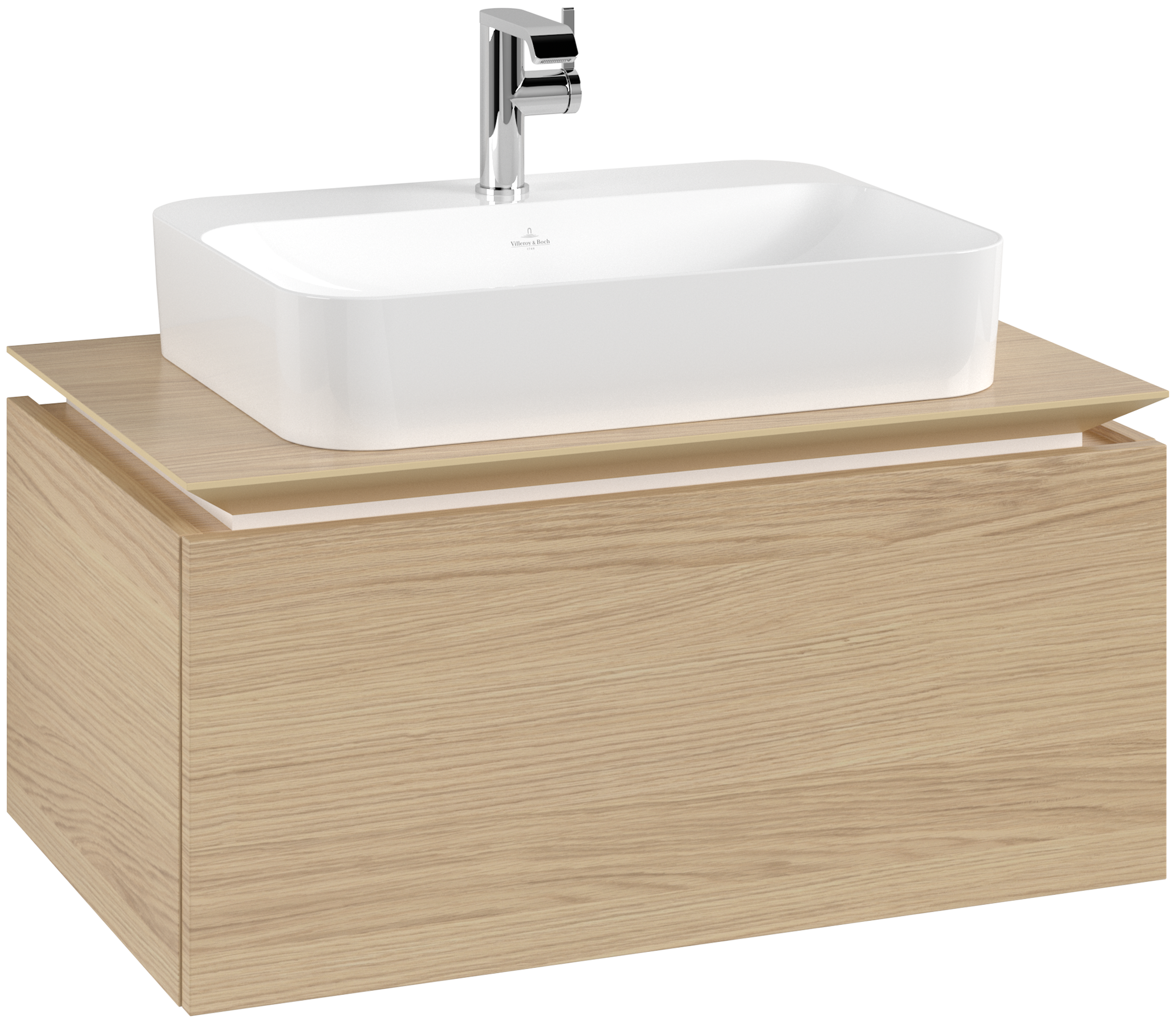 Villeroy & Boch Legato Vanity unit, 1 pull-out compartment, 800x380x500mm, Body: Nordic Oak, Front: Nordic Oak