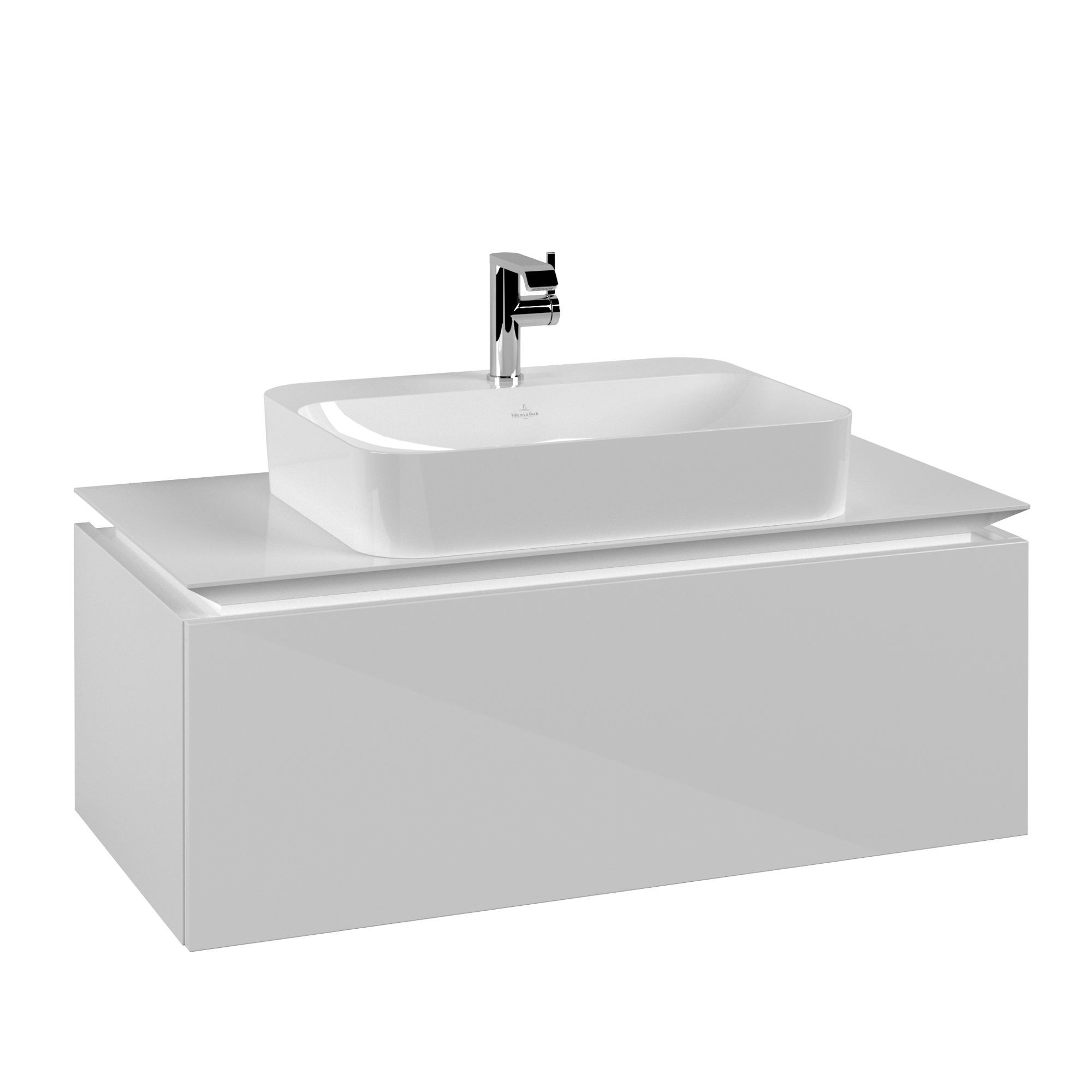 Villeroy & Boch Legato Waschbeckenunterschrank, 1 Auszug, 1000x380x500mm, Korpus: Glossy White, Front: Glossy White