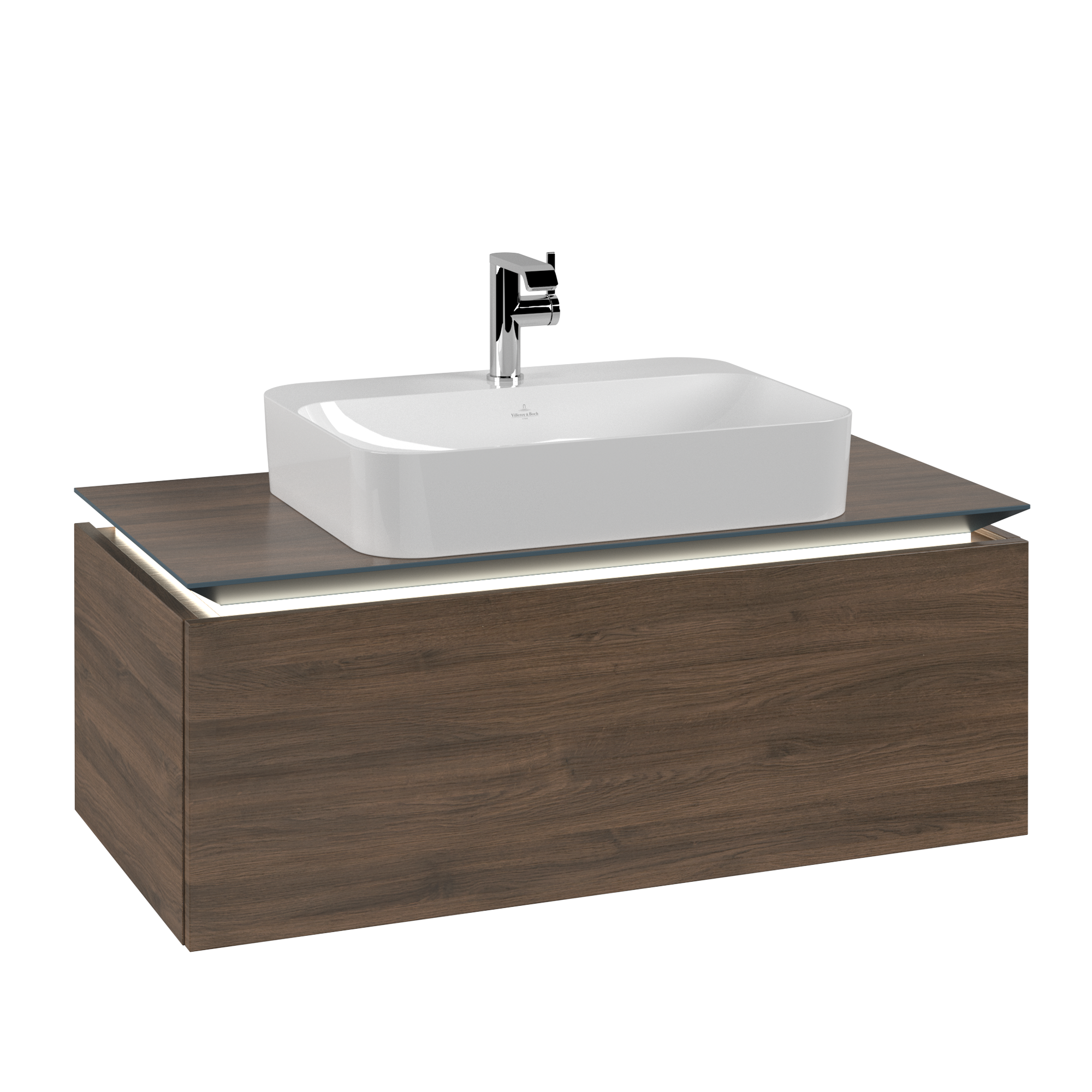 Villeroy & Boch Legato Vanity unit, with lighting, 1 pull-out compartment, 1000x380x500mm, Body: Arizona Oak, Front: Arizona Oak