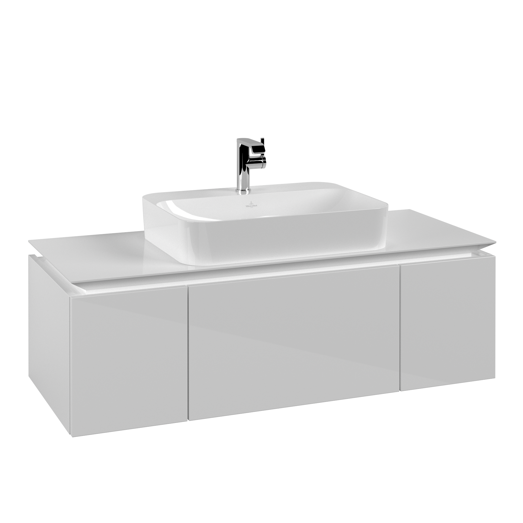 Villeroy & Boch Legato Waschbeckenunterschrank, 3 Auszüge, 1200x380x500mm, Korpus: Glossy White, Front: Glossy White