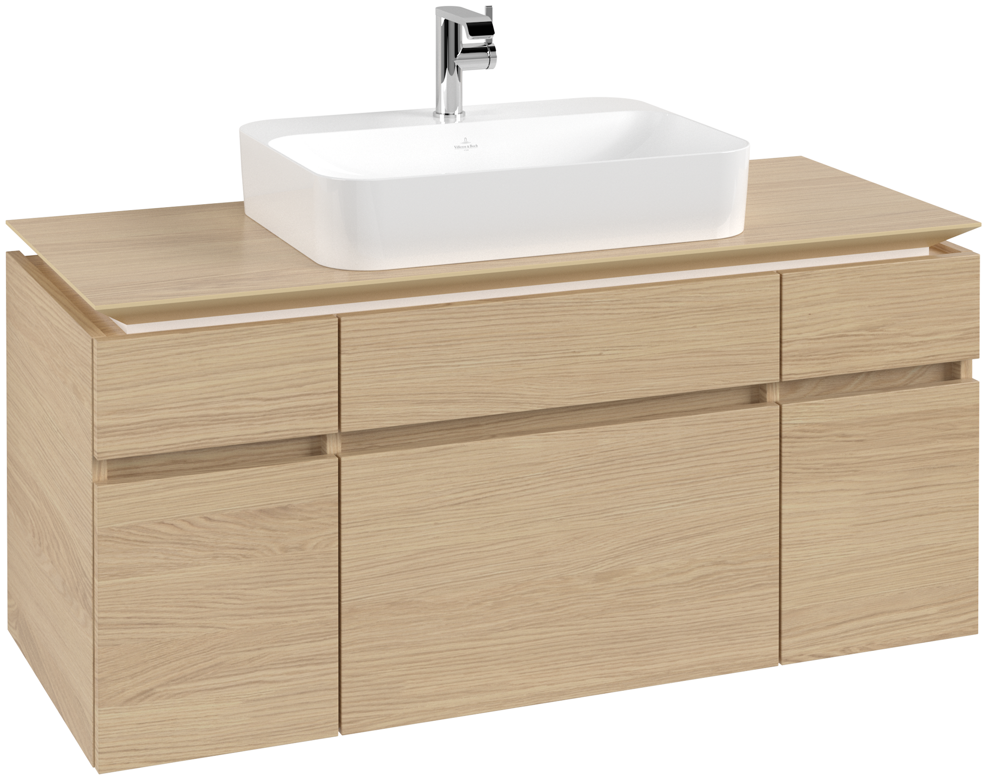 Villeroy & Boch Legato Waschbeckenunterschrank, 5 Auszüge, 1200x550x500mm, Korpus: Nordic Oak, Front: Nordic Oak
