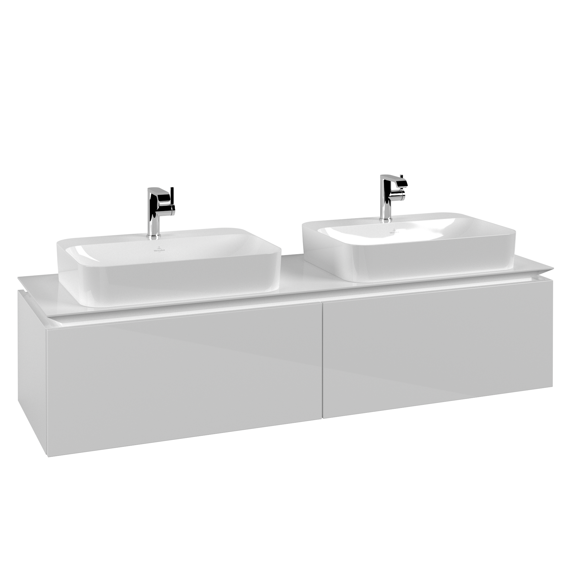 Villeroy & Boch Legato Waschbeckenunterschrank, 2 Auszüge, 1600x380x500mm, Korpus: Glossy White, Front: Glossy White