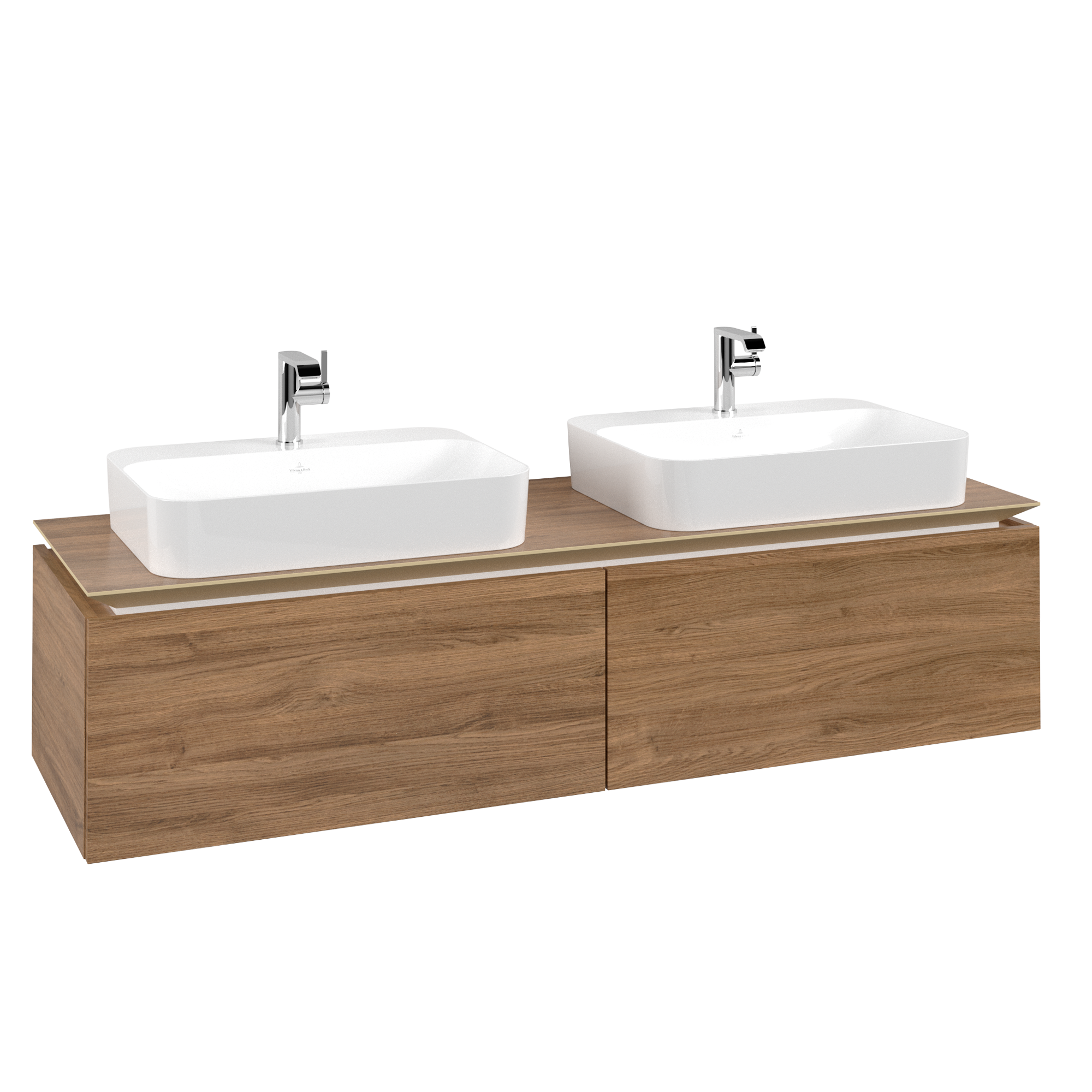Villeroy & Boch Legato Vanity unit, 2 pull-out compartments, 1600x380x500mm, Body: Oak Kansas, Front: Oak Kansas