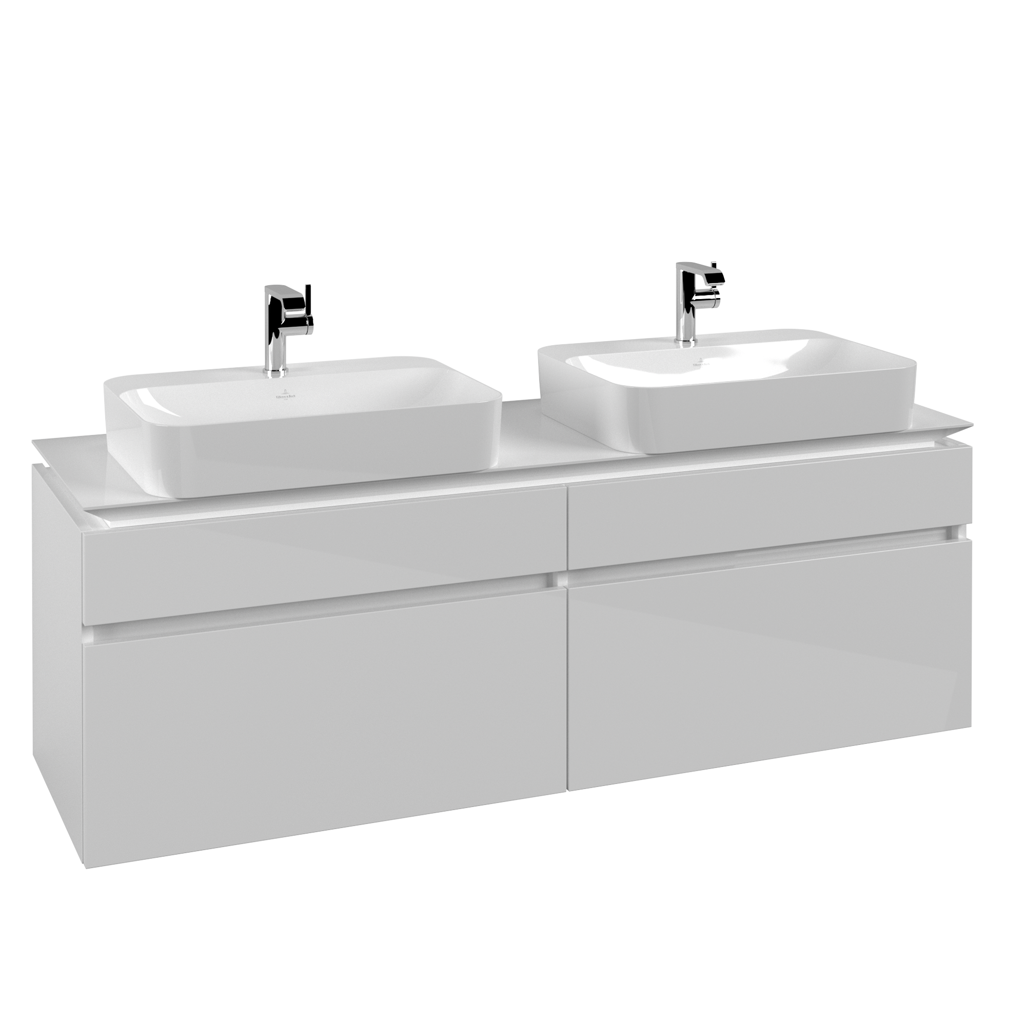 Villeroy & Boch Legato Waschbeckenunterschrank, 4 Auszüge, 1600x550x500mm, Korpus: Glossy White, Front: Glossy White