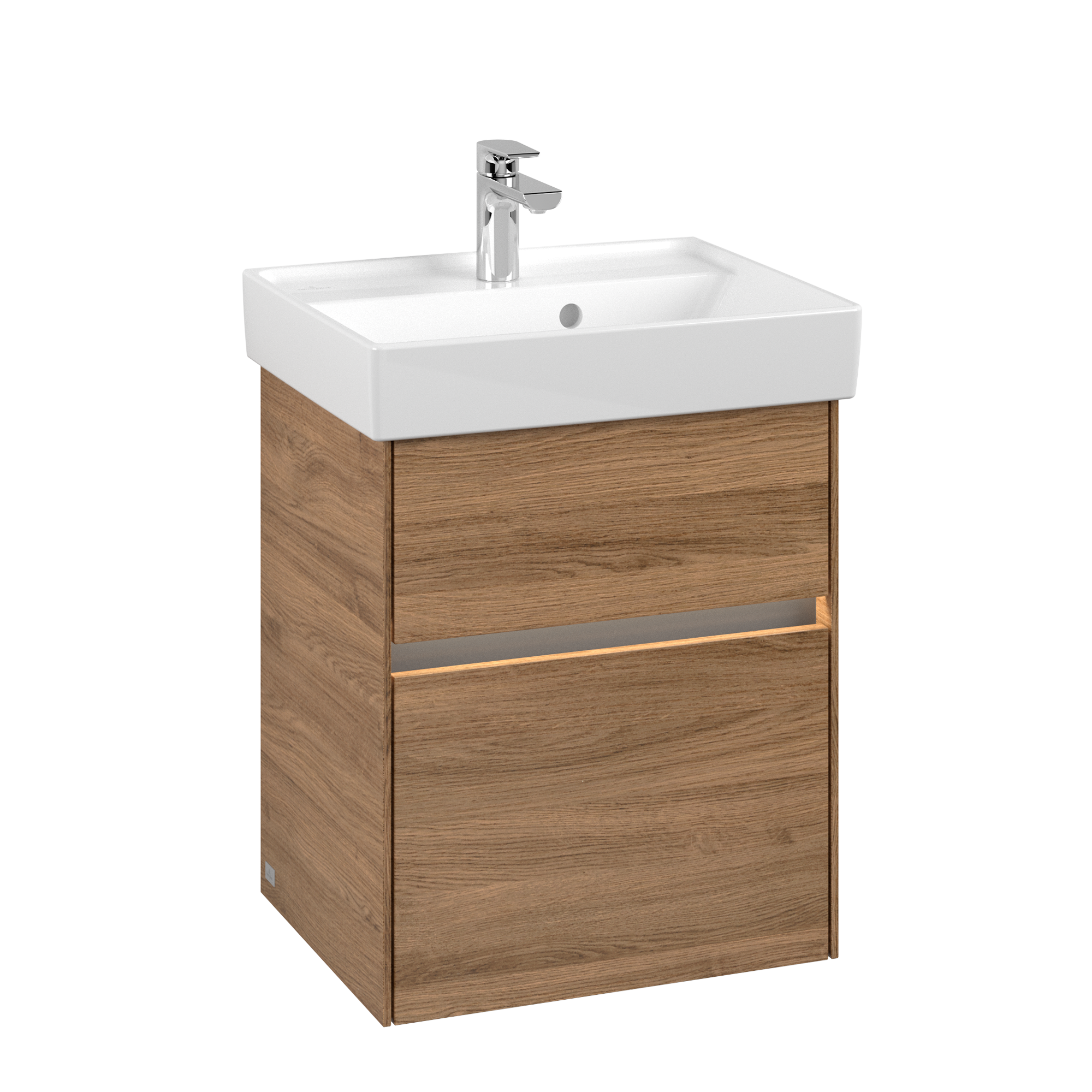 Villeroy & Boch Collaro Meuble sous plan, avec éclairage, 2 tiroirs sur rails, 460x546x374mm, Caisson: Oak Kansas, Façade: Oak Kansas