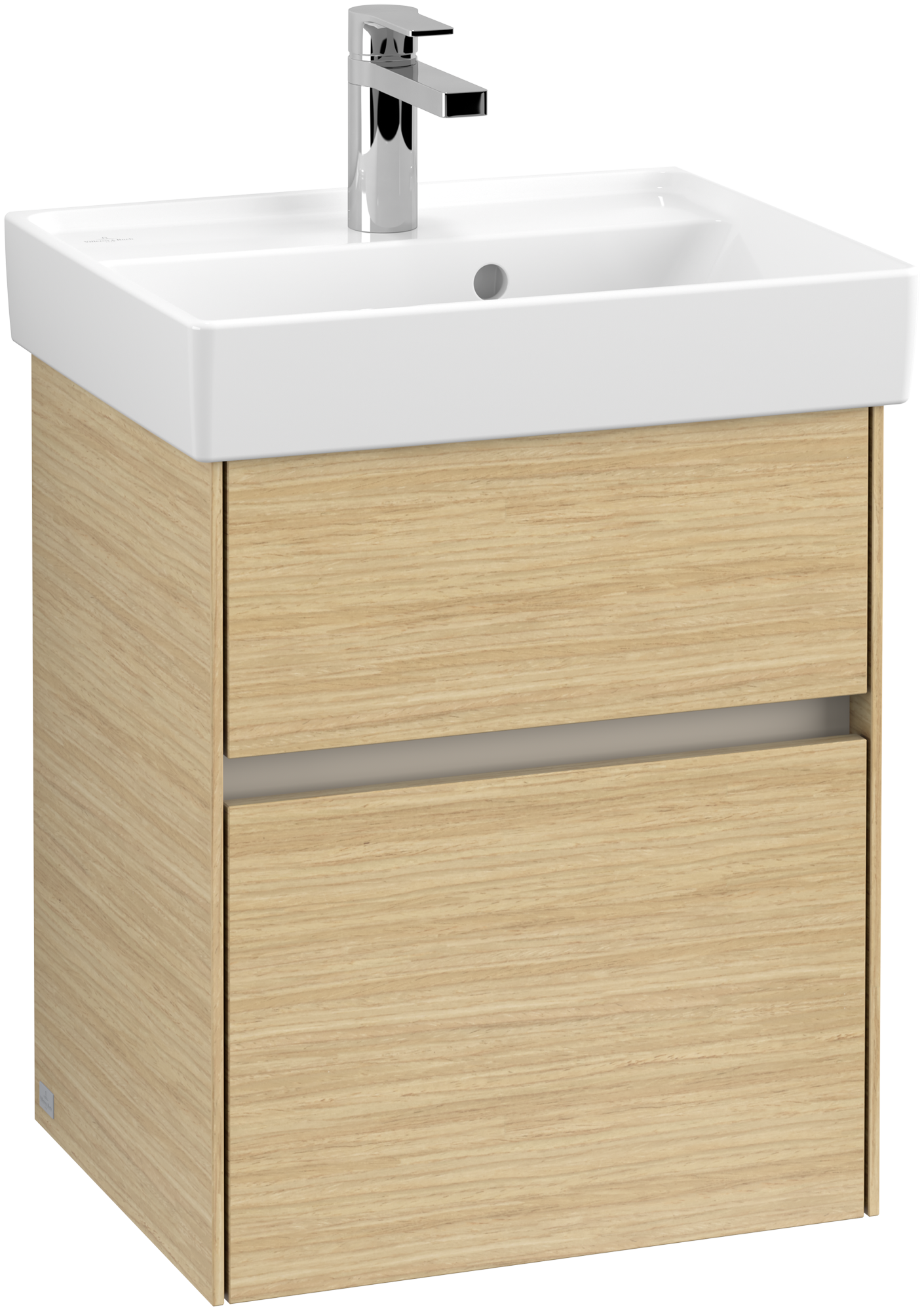 Villeroy & Boch Collaro Waschbeckenunterschrank, mit Beleuchtung, 2 Auszüge, 460x546x374mm, Korpus: Nordic Oak, Front: Nordic Oak
