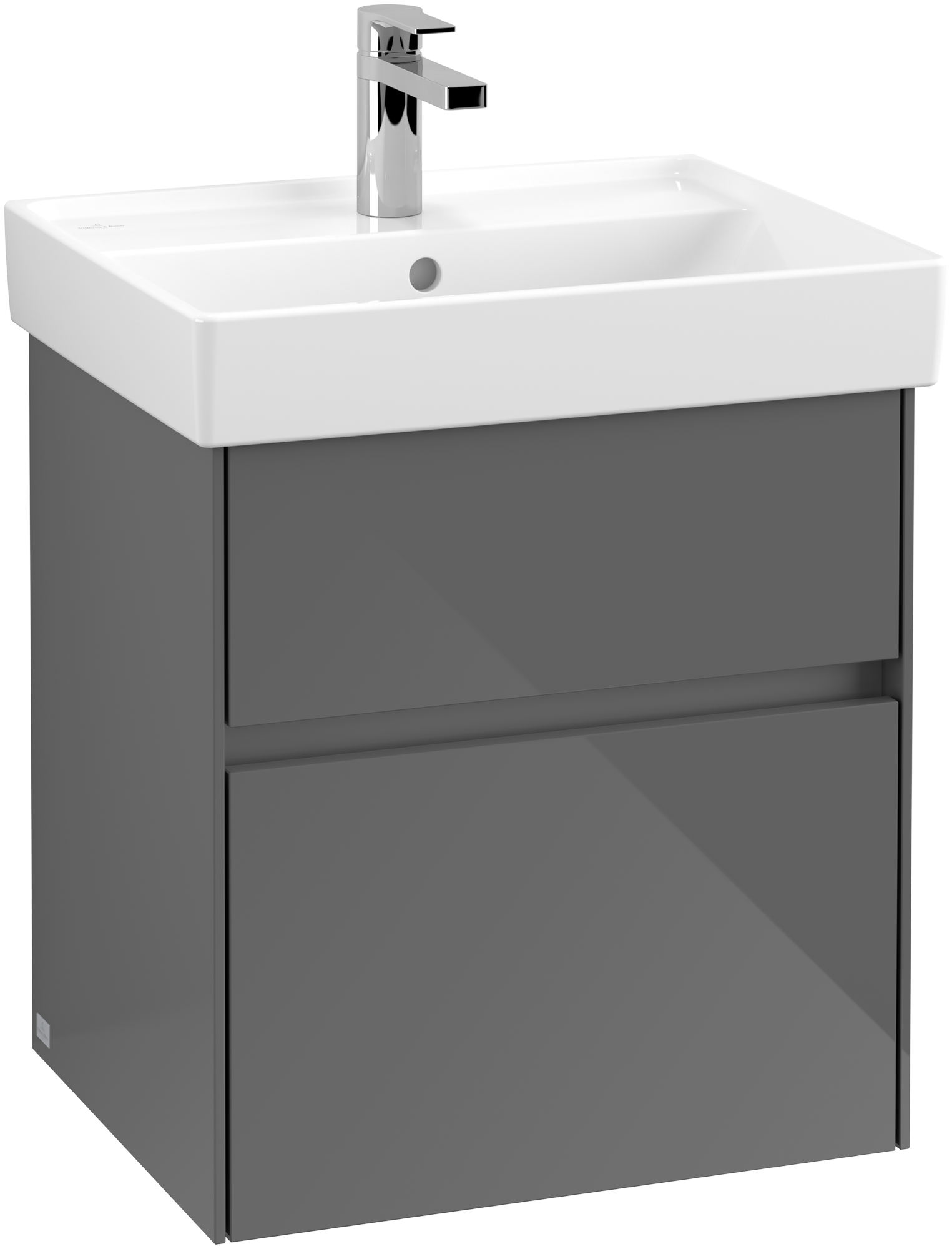 Villeroy & Boch Collaro Vanity unit, with lighting, 2 pull-out compartments, 510x546x414mm, Body: Glossy Grey, Front: Glossy Grey