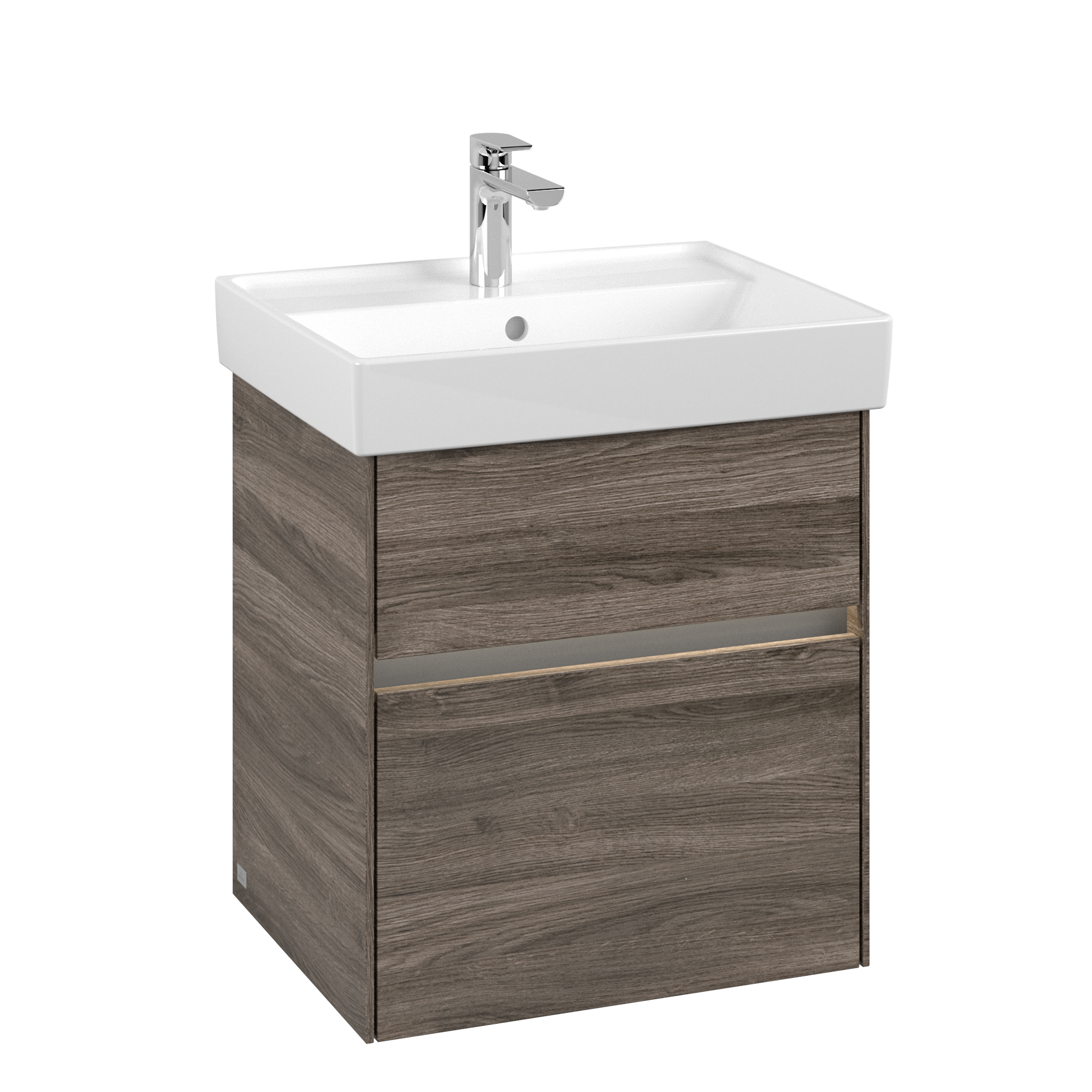 Villeroy & Boch Collaro Vanity unit, with lighting, 2 pull-out compartments, 510x546x414mm, Body: Stone Oak, Front: Stone Oak