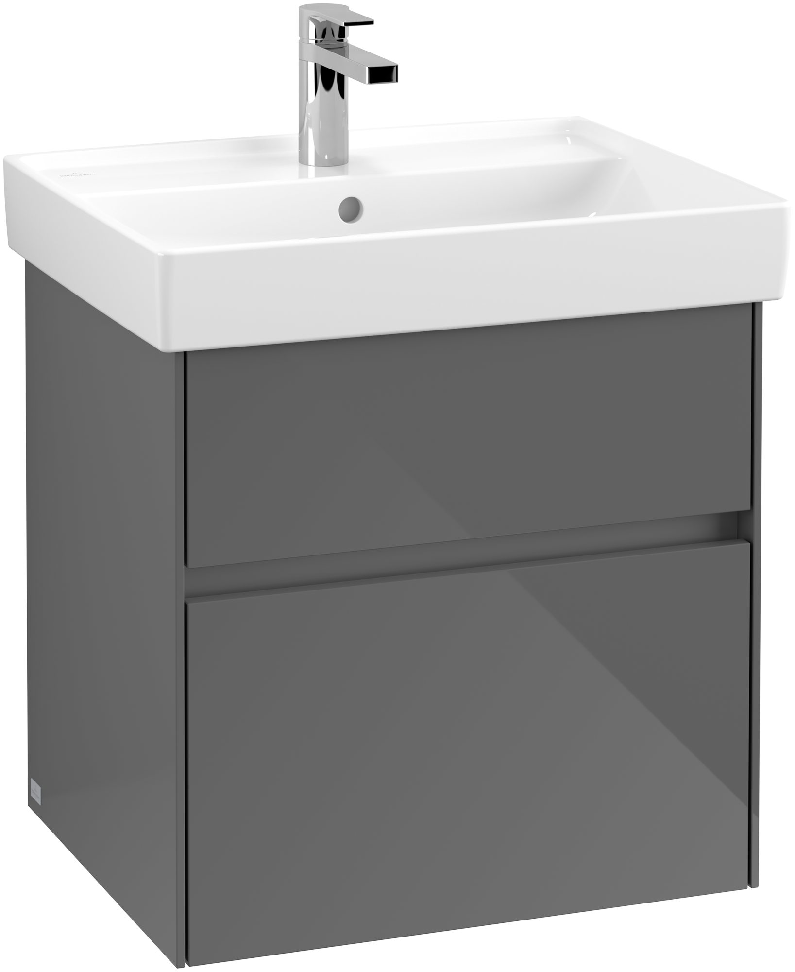Villeroy & Boch Collaro Vanity unit, with lighting, 2 pull-out compartments, 554x546x444mm, Body: Glossy Grey, Front: Glossy Grey