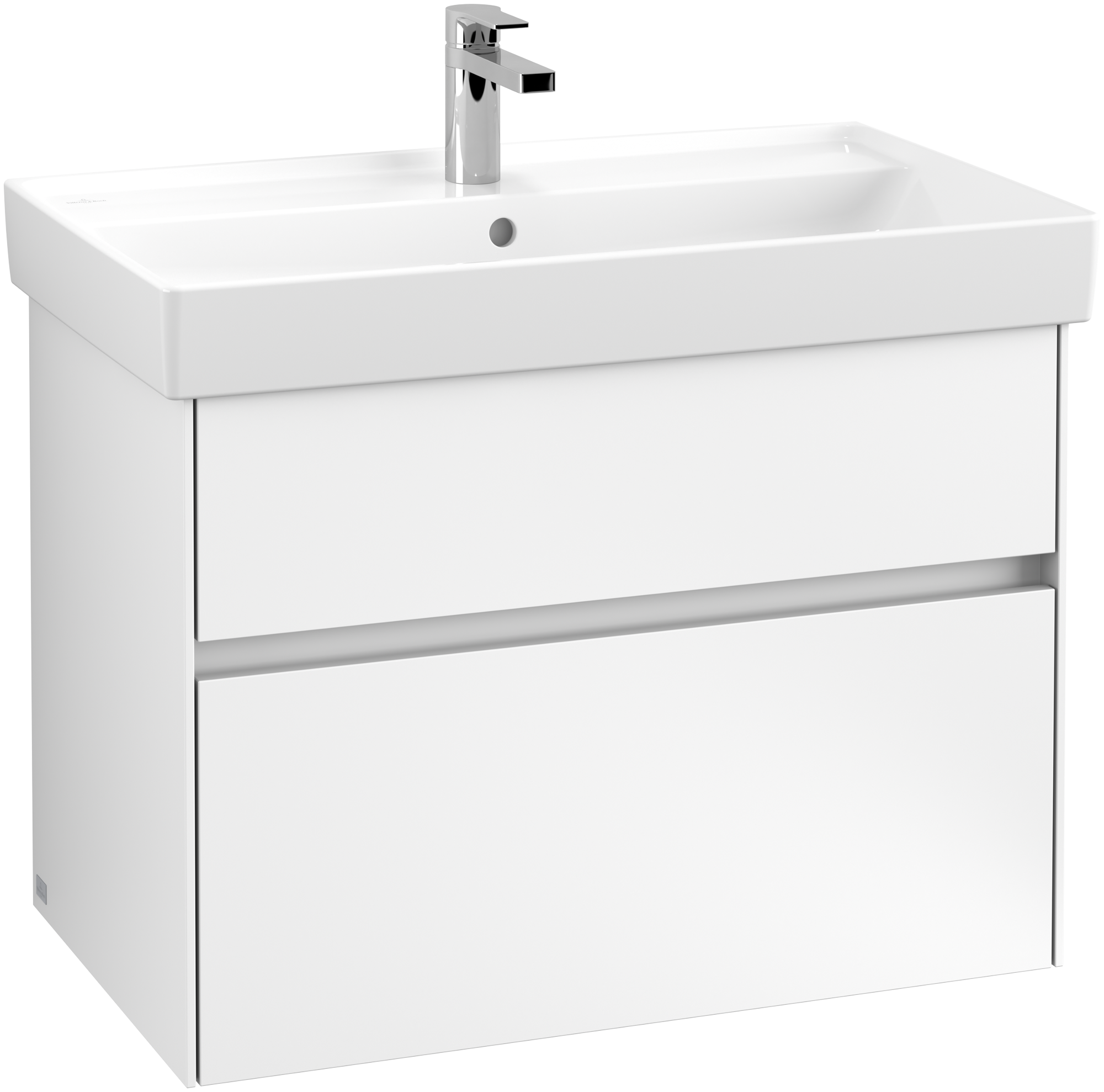 Villeroy & Boch Collaro Meuble sous plan, 2 tiroirs sur rails, 754x546x444mm, Caisson: White Matt, Façade: White Matt