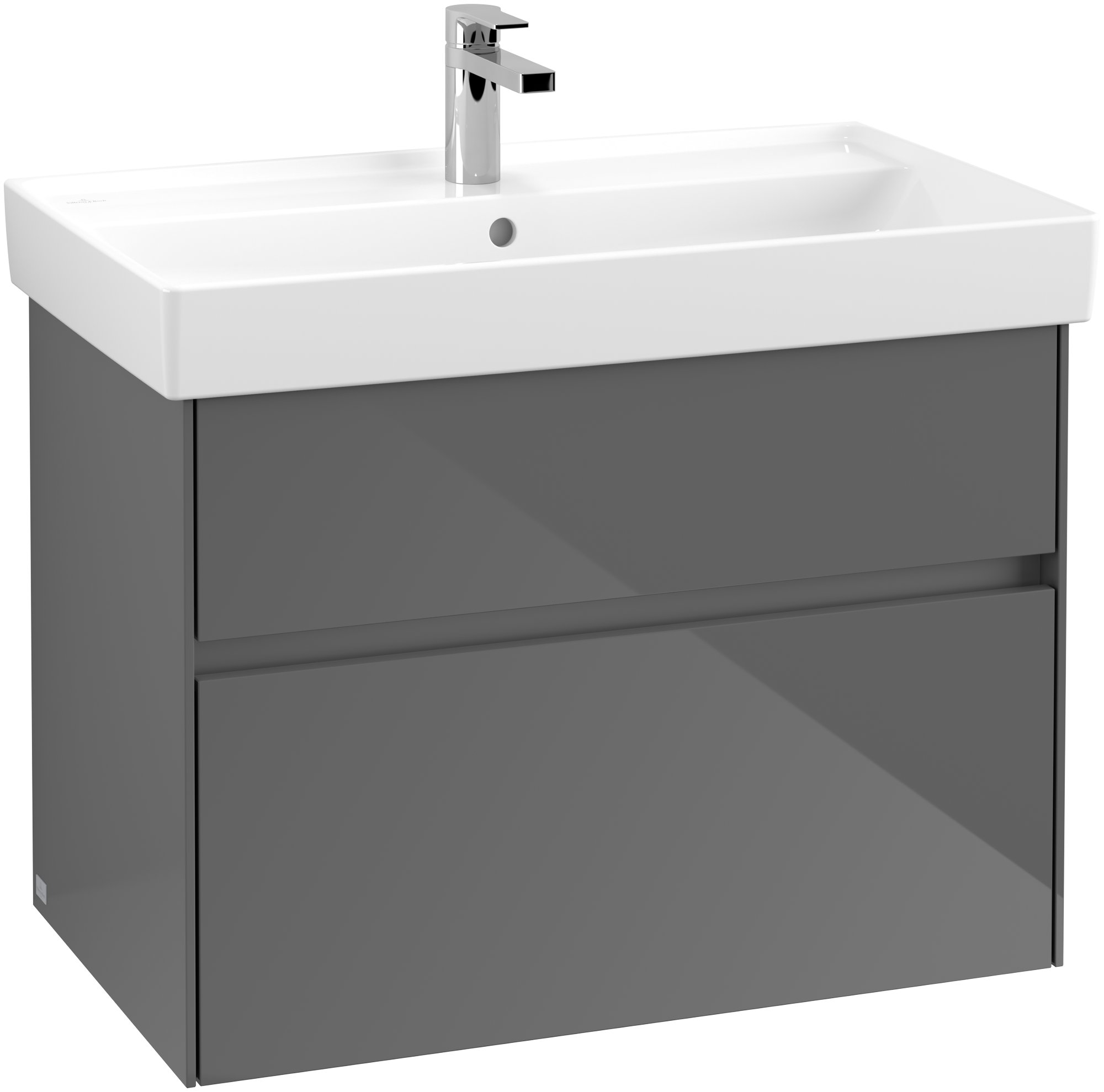 Villeroy & Boch Collaro Vanity unit, with lighting, 2 pull-out compartments, 754x546x444mm, Body: Glossy Grey, Front: Glossy Grey