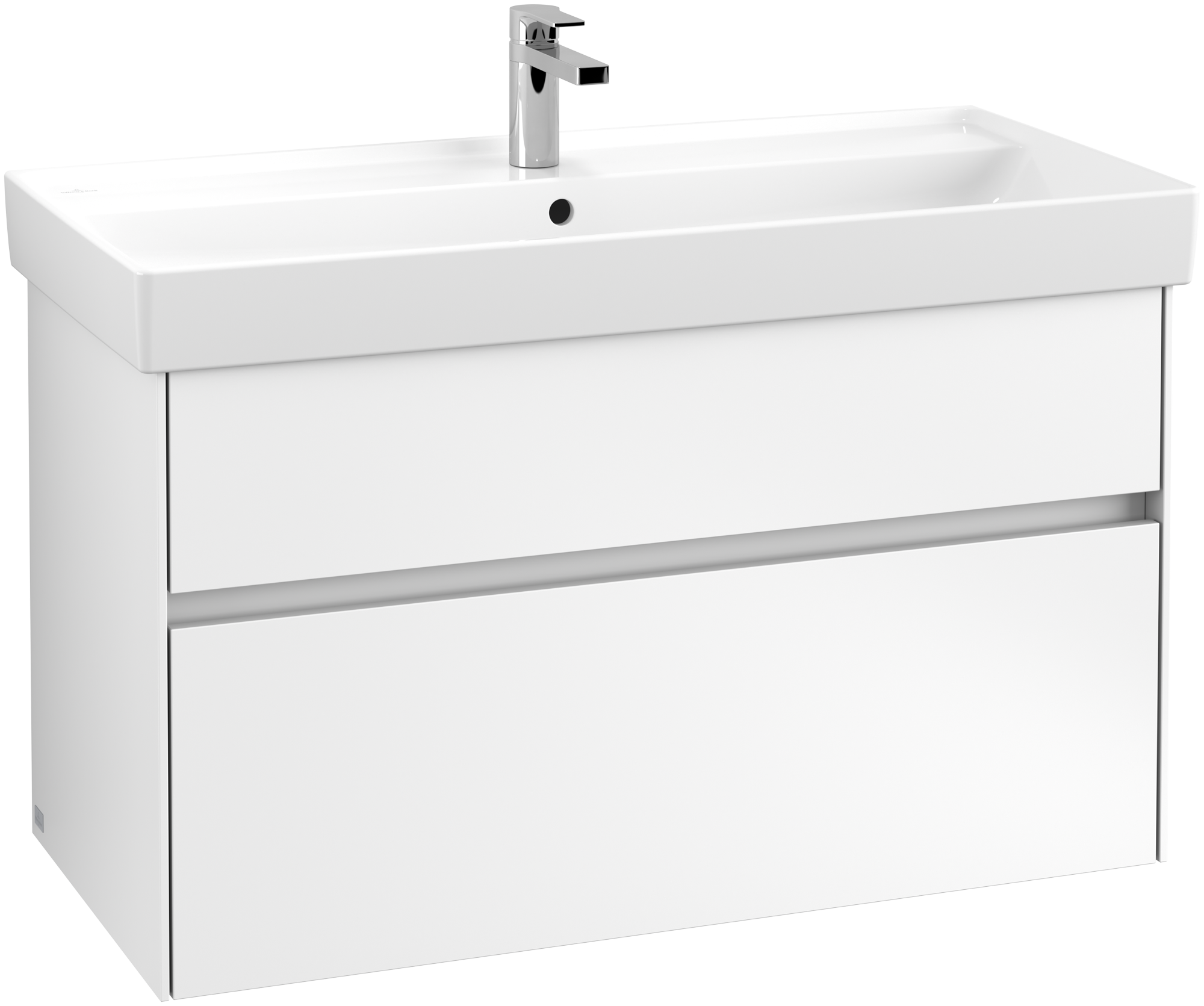 Villeroy & Boch Collaro Meuble sous plan, 2 tiroirs sur rails, 954x546x444mm, Caisson: White Matt, Façade: White Matt