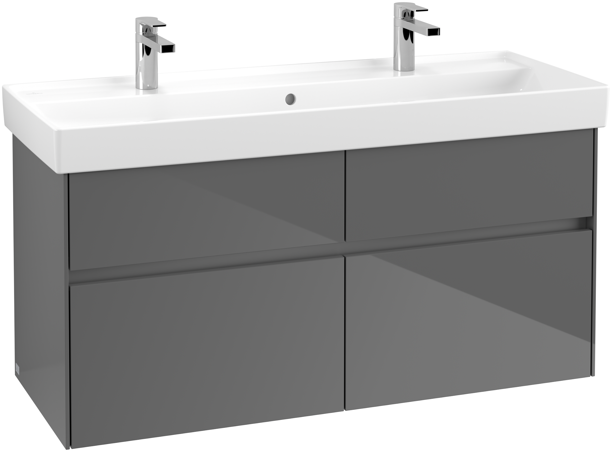 Villeroy & Boch Collaro Vanity unit, 4 pull-out compartments, 1154x546x444mm, Body: Glossy Grey, Front: Glossy Grey