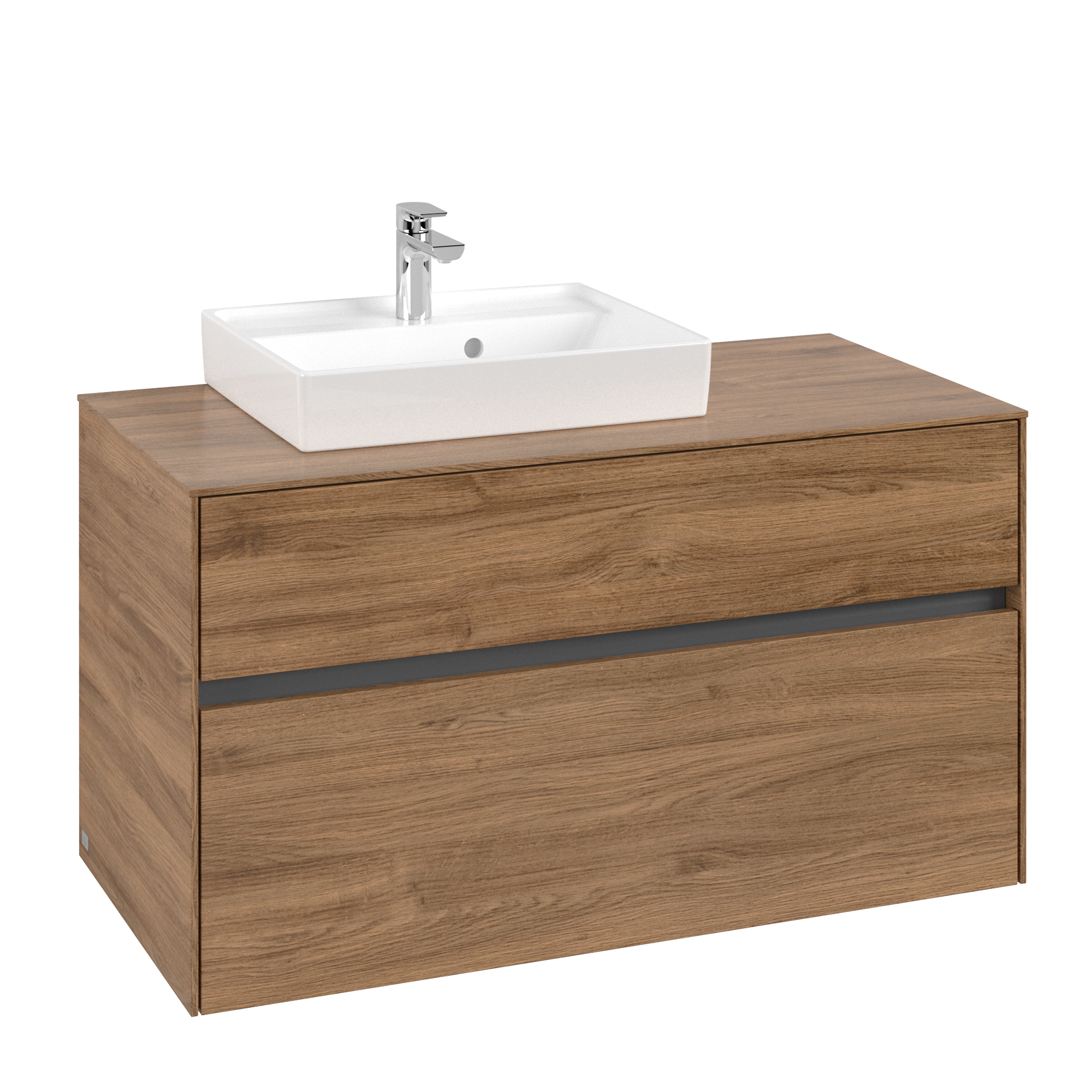 Villeroy & Boch Collaro Meuble sous plan, 2 tiroirs sur rails, 1000x548x500mm, Caisson: Oak Kansas, Façade: Oak Kansas