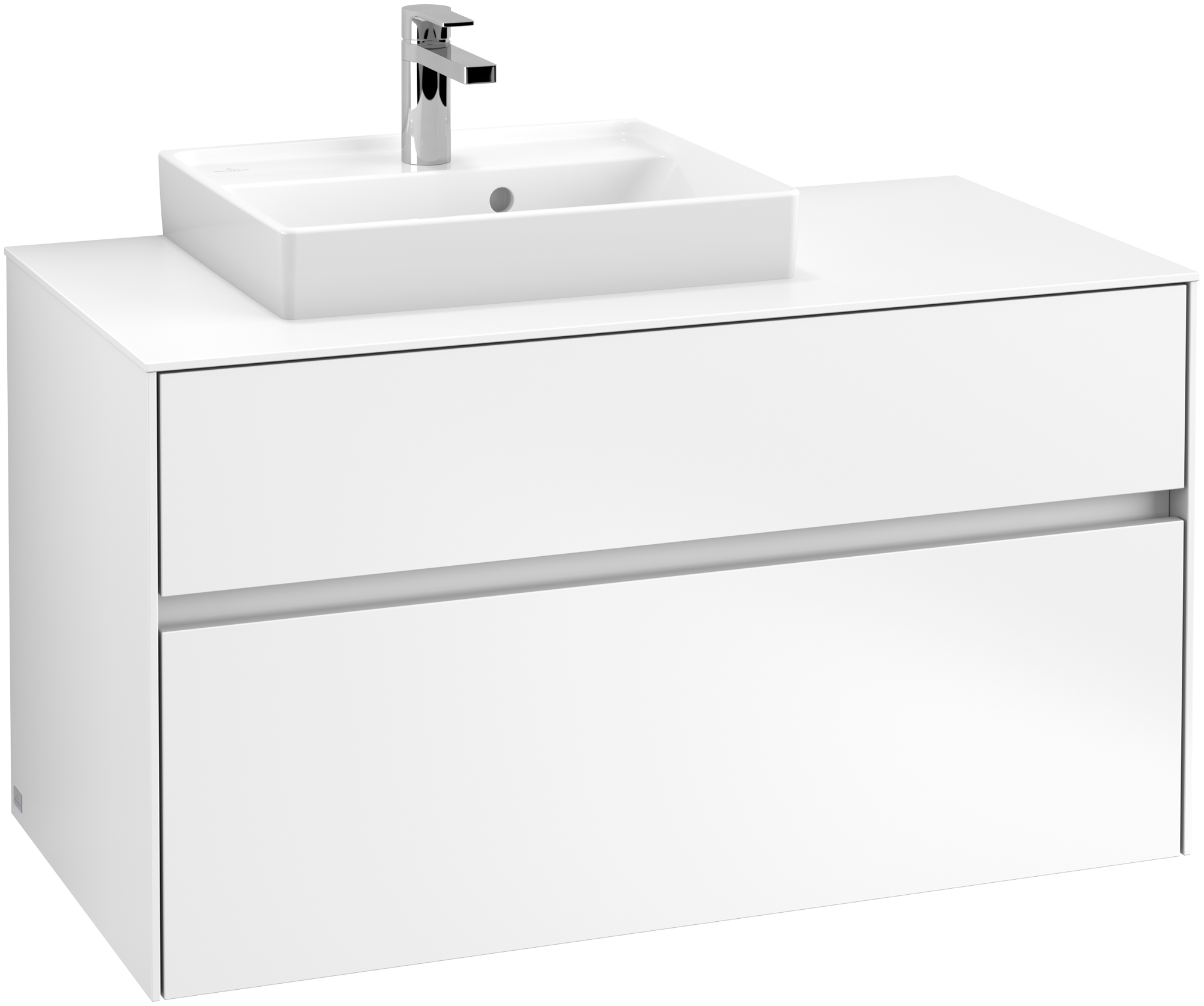 Villeroy & Boch Collaro Meuble sous plan, avec éclairage, 2 tiroirs sur rails, 1000x548x500mm, Caisson: White Matt, Façade: White Matt