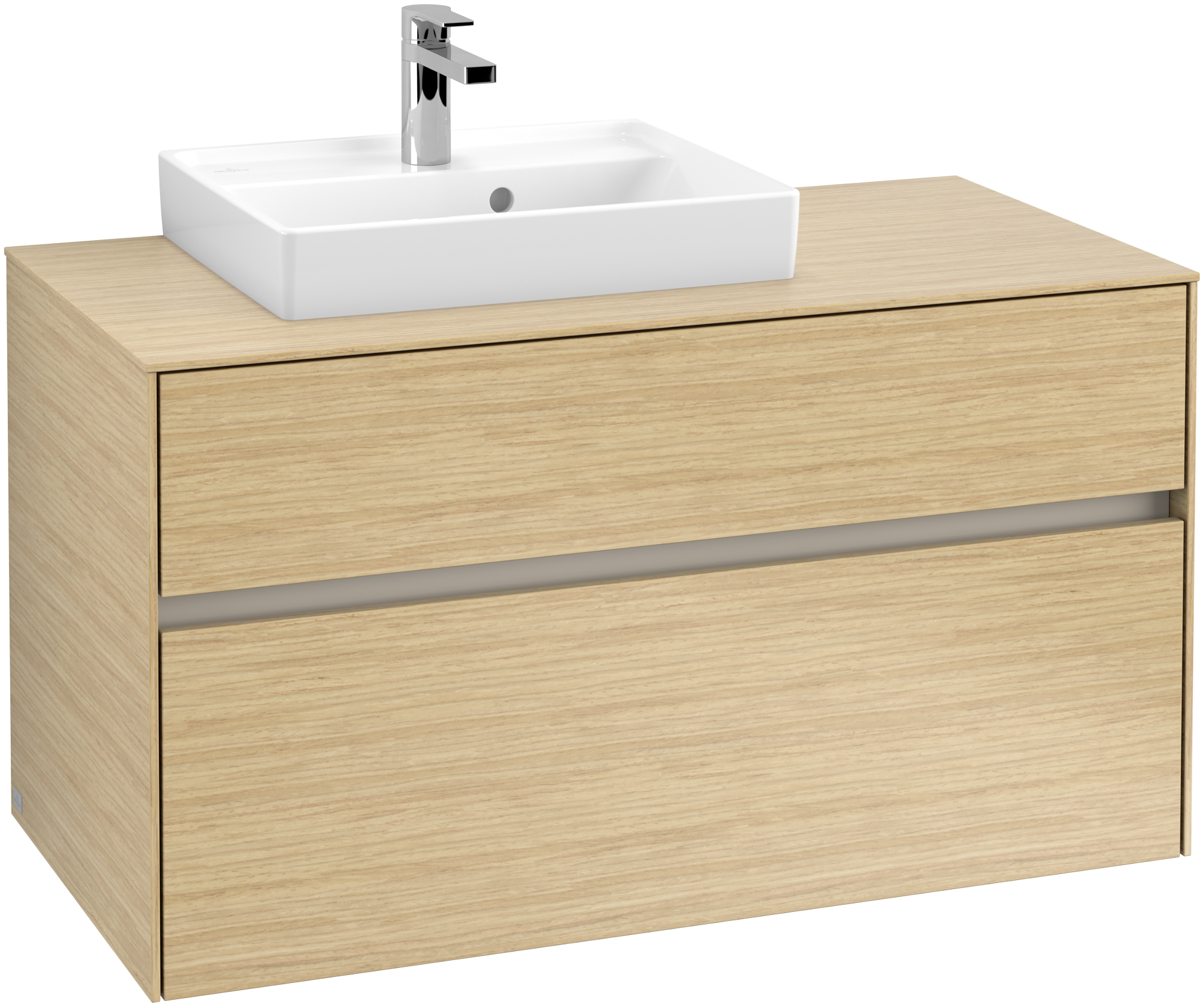 Villeroy & Boch Collaro Meuble sous plan, avec éclairage, 2 tiroirs sur rails, 1000x548x500mm, Caisson: Nordic Oak, Façade: Nordic Oak