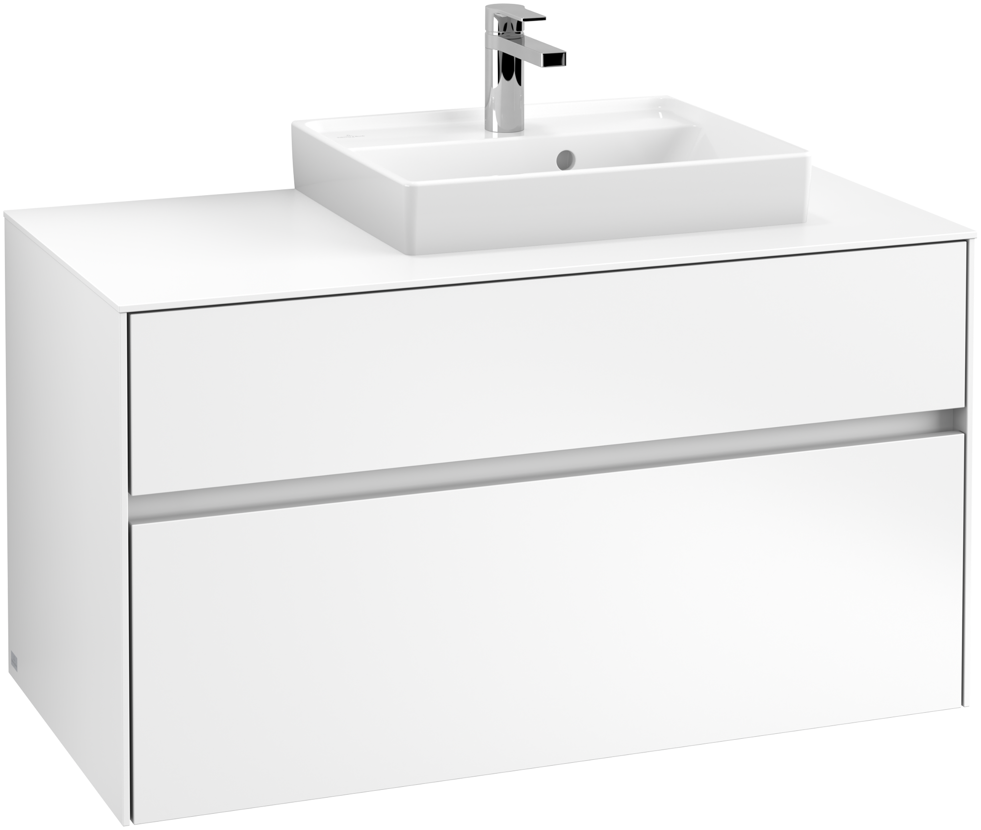 Villeroy & Boch Collaro Meuble sous plan, avec éclairage, 2 tiroirs sur rails, 1000x548x500mm, Caisson: White Matt, Façade: White Matt