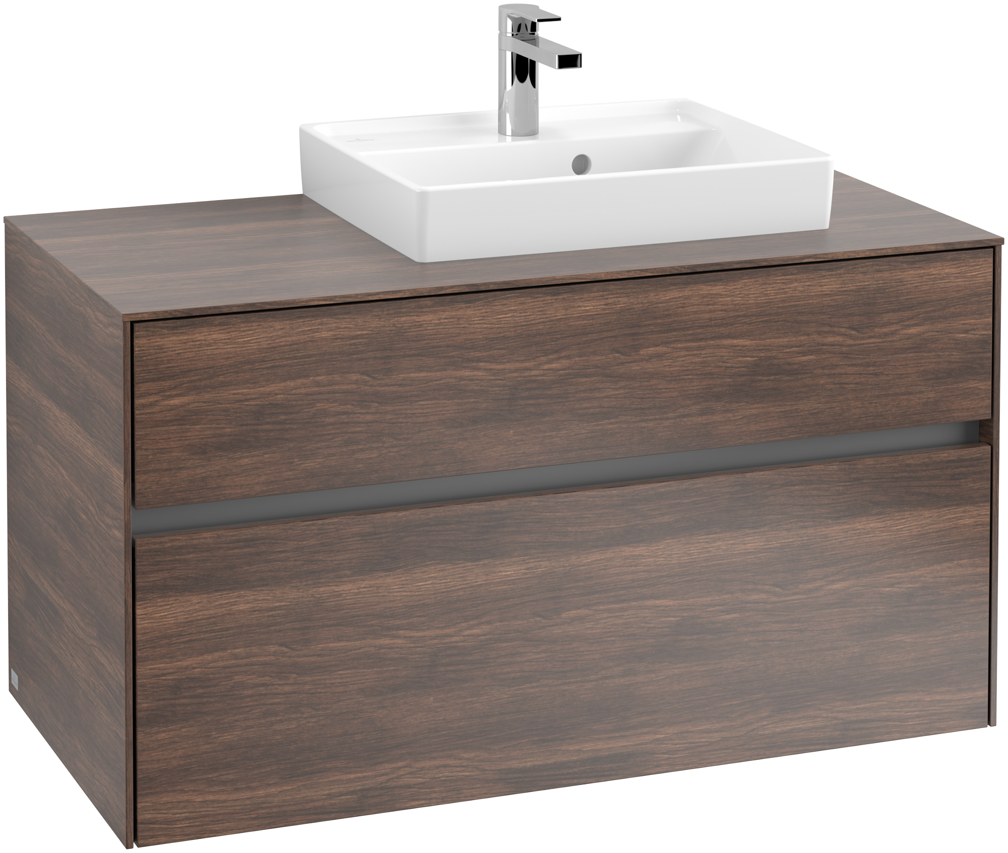 Villeroy & Boch Collaro Meuble sous plan, avec éclairage, 2 tiroirs sur rails, 1000x548x500mm, Caisson: Arizona Oak, Façade: Arizona Oak