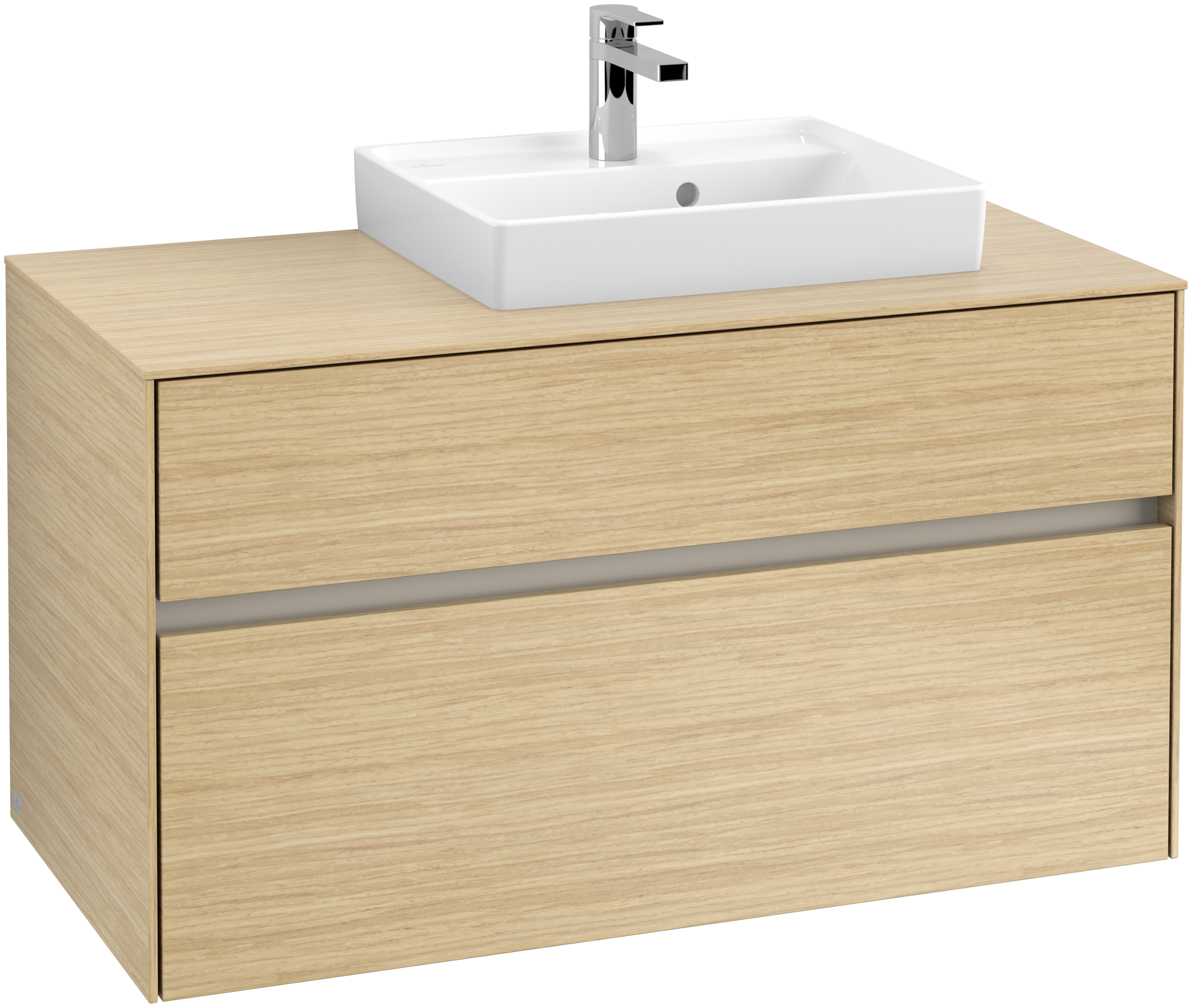 Villeroy & Boch Collaro Meuble sous plan, avec éclairage, 2 tiroirs sur rails, 1000x548x500mm, Caisson: Nordic Oak, Façade: Nordic Oak