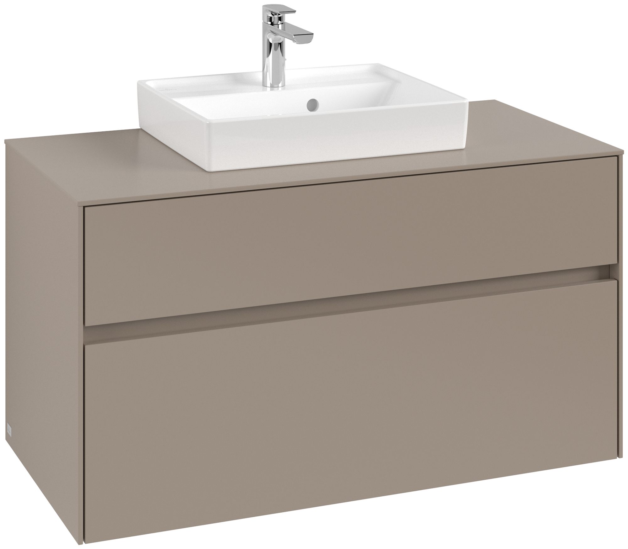 Villeroy & Boch Collaro Meuble sous plan, 2 tiroirs sur rails, 1000x548x500mm, Caisson: Taupe, Façade: Taupe