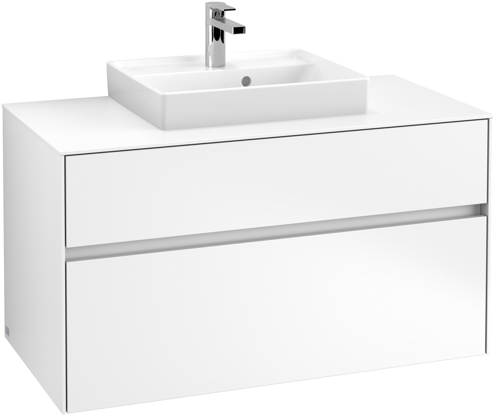 Villeroy & Boch Collaro Meuble sous plan, avec éclairage, 2 tiroirs sur rails, 1000x548x500mm, Caisson: White Matt, Façade: White Matt