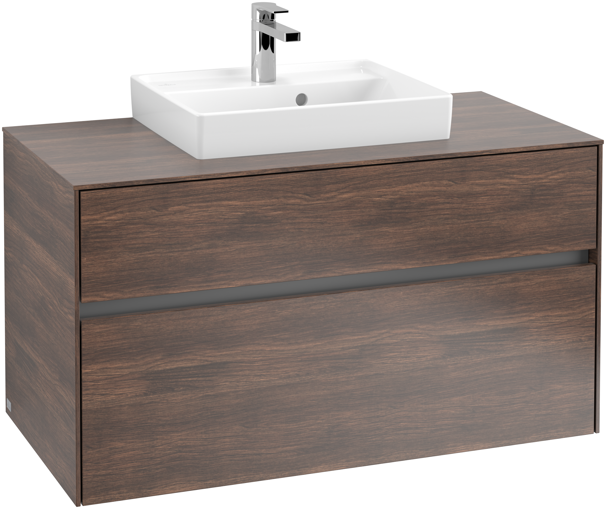 Villeroy & Boch Collaro Meuble sous plan, avec éclairage, 2 tiroirs sur rails, 1000x548x500mm, Caisson: Arizona Oak, Façade: Arizona Oak