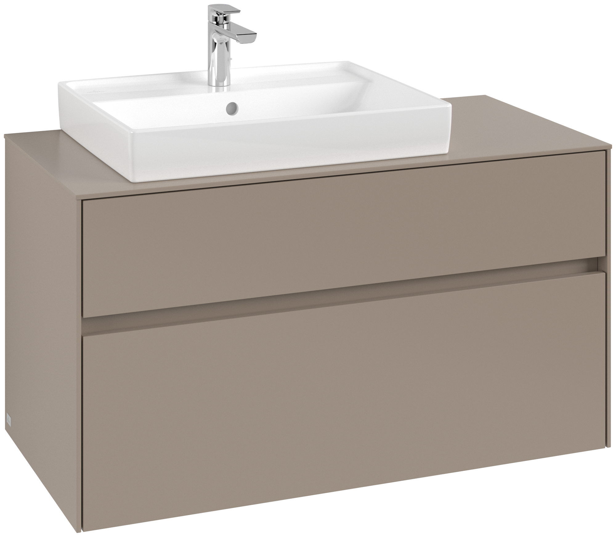 Villeroy & Boch Collaro Meuble sous plan, 2 tiroirs sur rails, 1000x548x500mm, Caisson: Taupe, Façade: Taupe