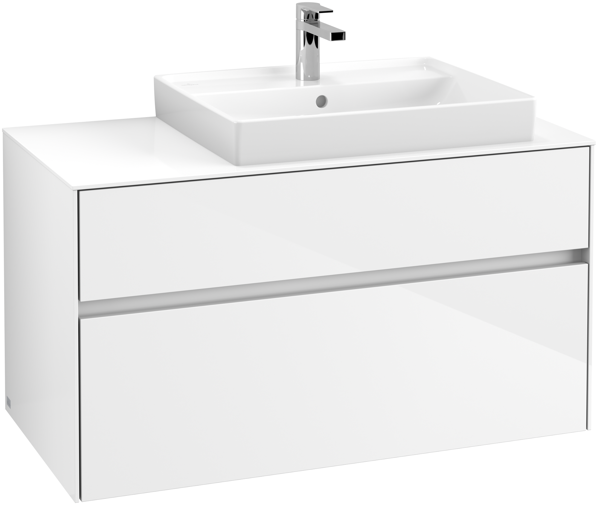 Villeroy & Boch Collaro Waschbeckenunterschrank, 2 Auszüge, 1000x548x500mm, Korpus: Glossy White, Front: Glossy White