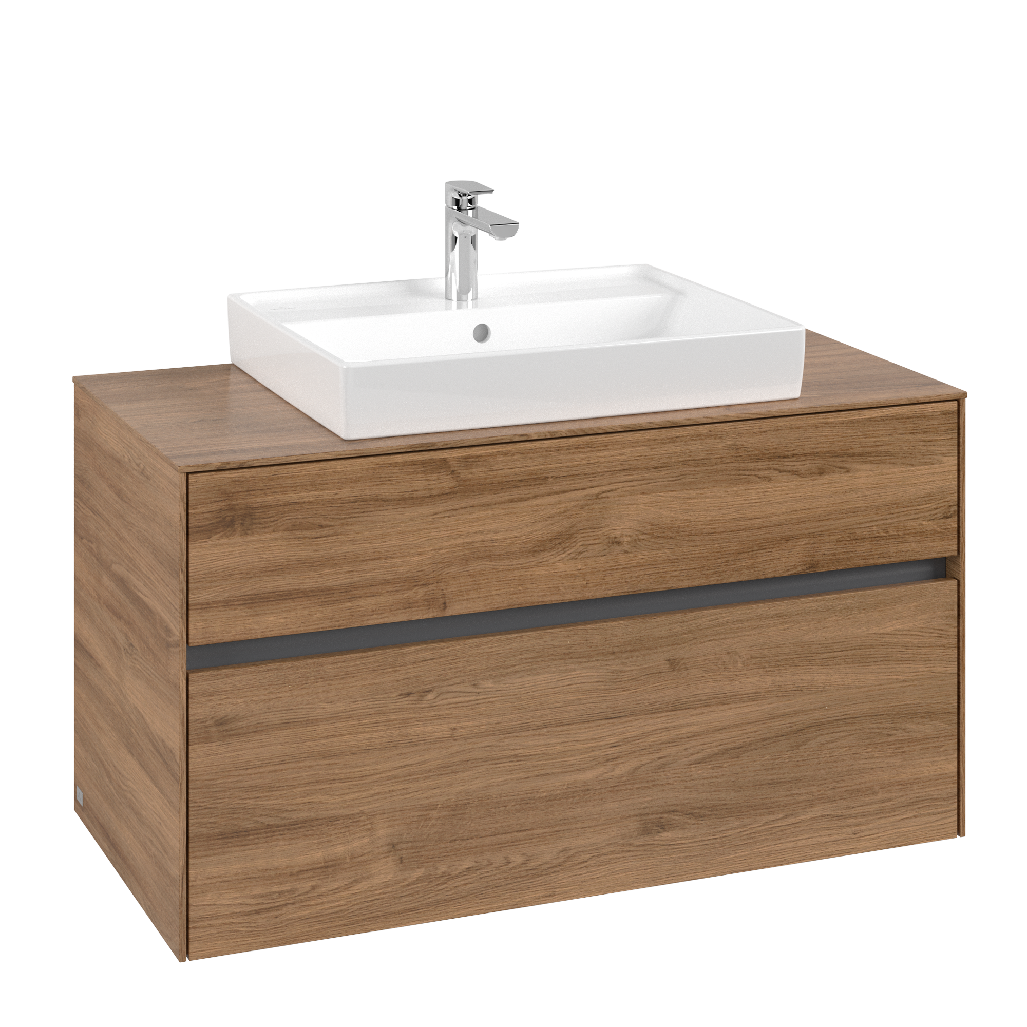 Villeroy & Boch Collaro Waschbeckenunterschrank, 2 Auszüge, 1000x548x500mm, Korpus: Kansas Oak, Front: Kansas Oak