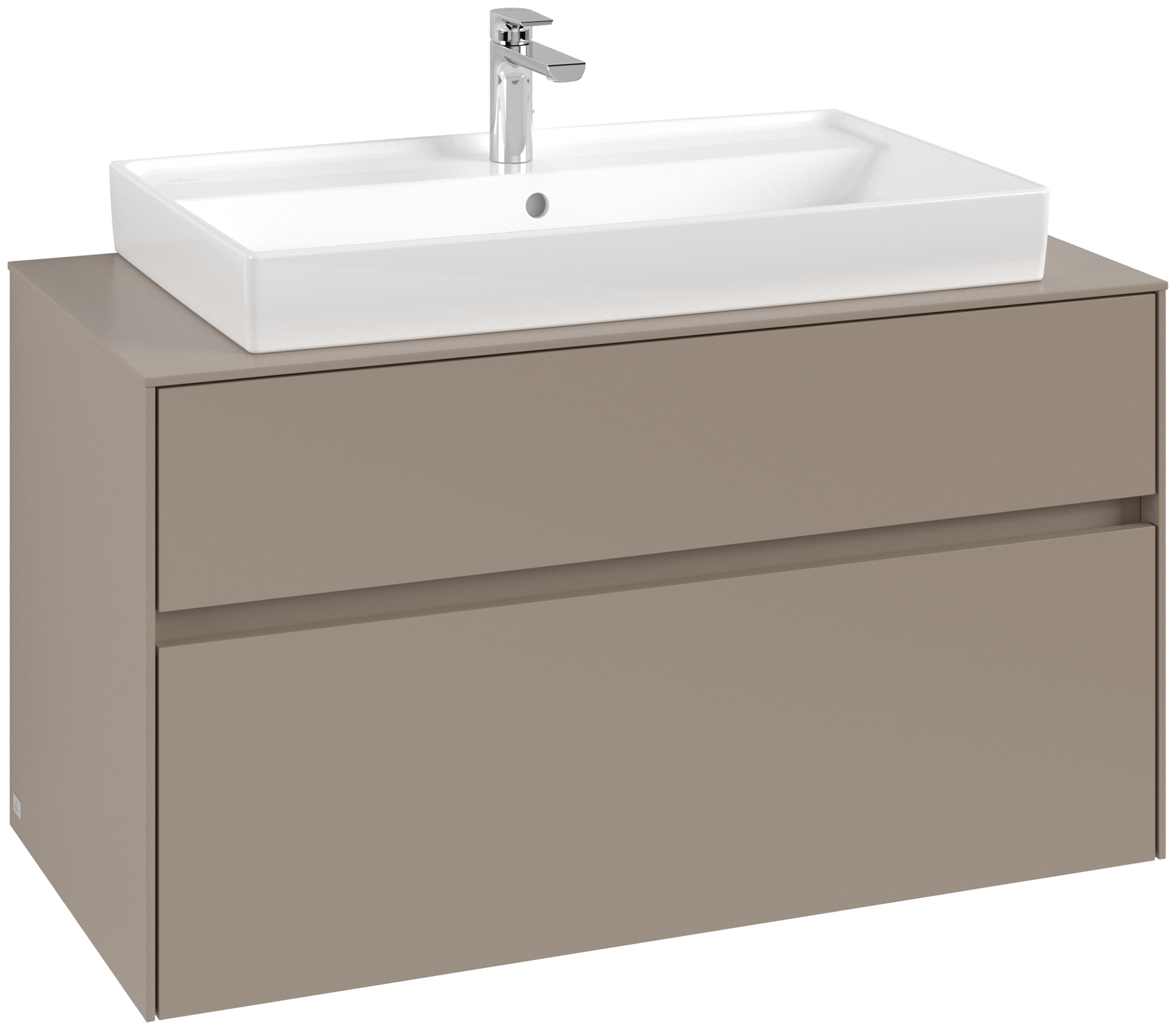 Villeroy & Boch Collaro Waschbeckenunterschrank, 2 Auszüge, 1000x548x500mm, Korpus: Taupe, Front: Taupe