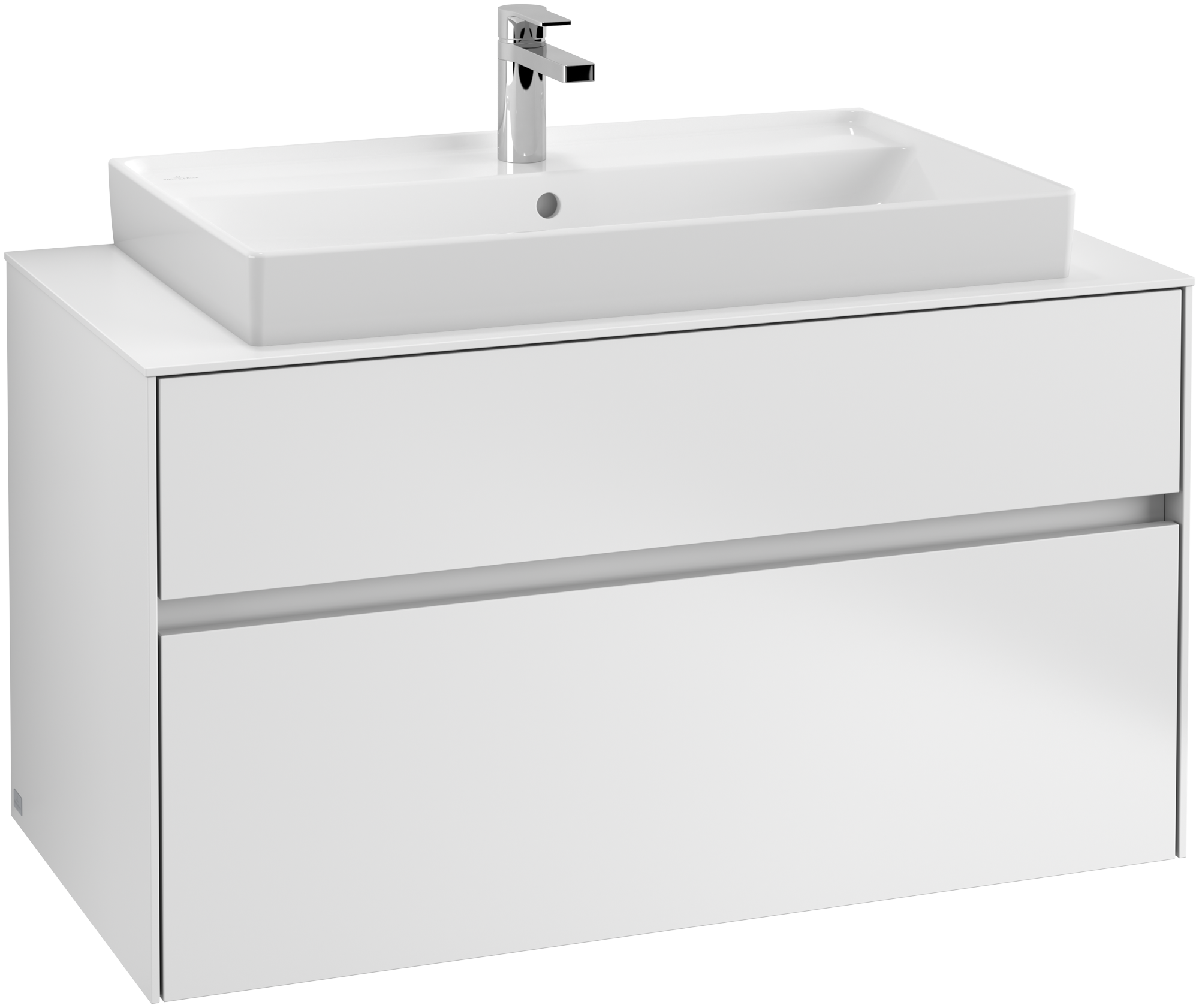 Villeroy & Boch Collaro Waschbeckenunterschrank, mit Beleuchtung, 2 Auszüge, 1000x548x500mm, Korpus: White Matt, Front: White Matt