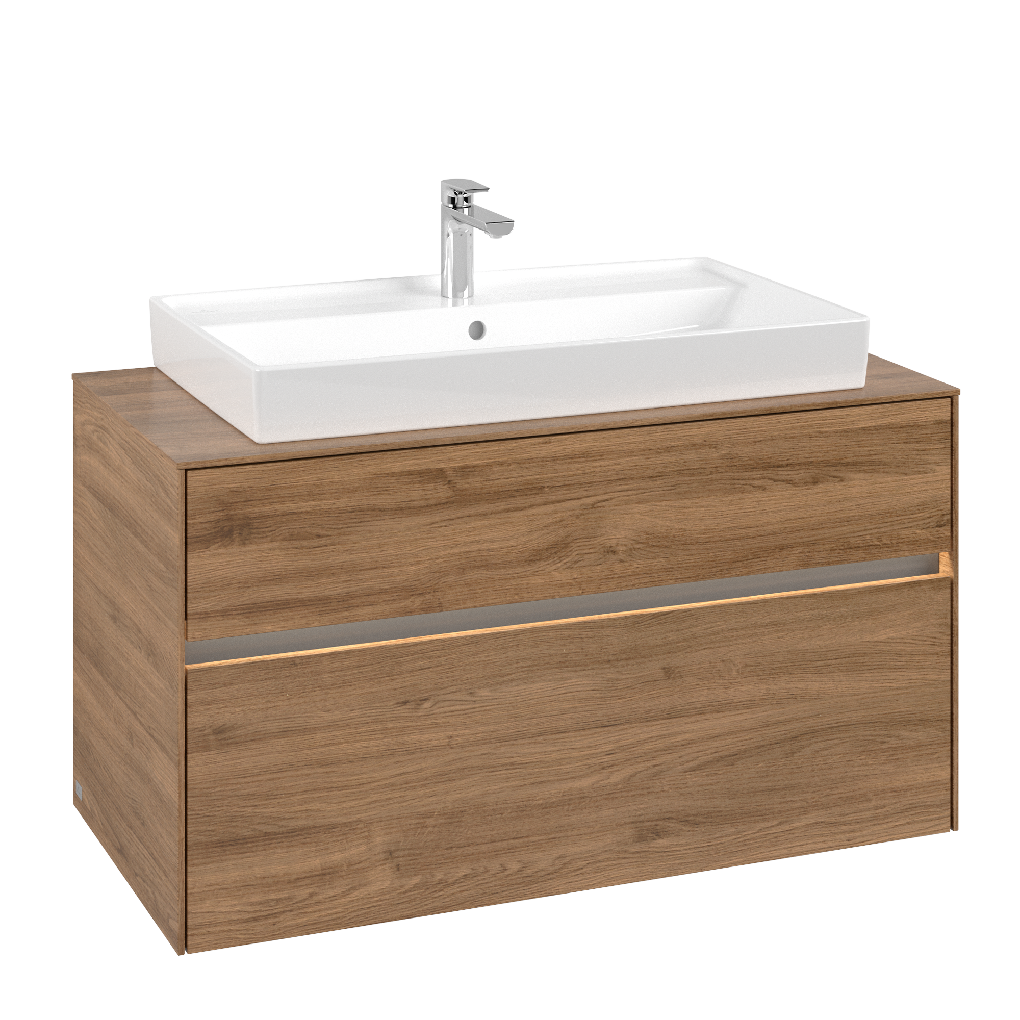 Villeroy & Boch Collaro Vanity unit, with lighting, 2 pull-out compartments, 1000x548x500mm, Body: Oak Kansas, Front: Oak Kansas