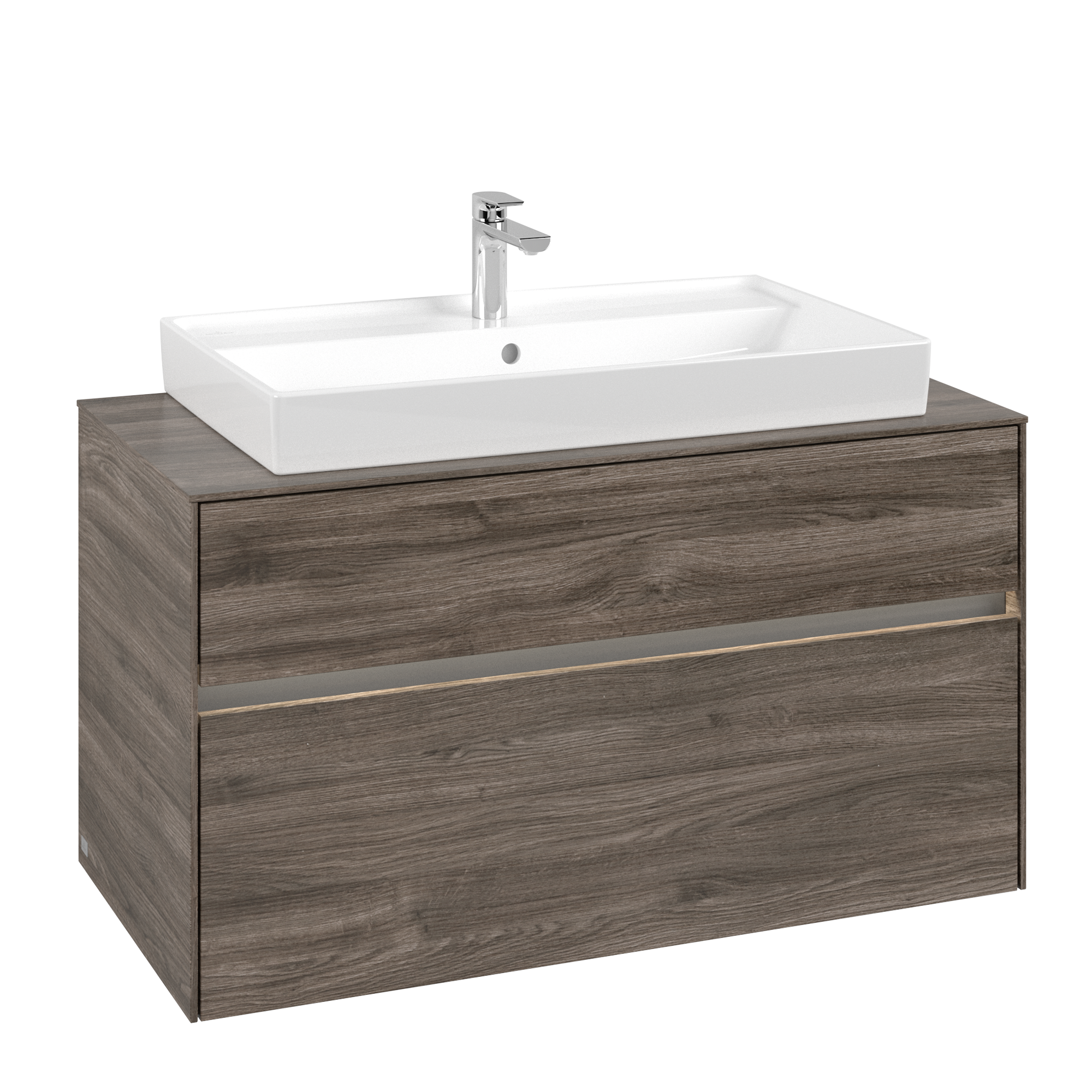 Villeroy & Boch Collaro Vanity unit, with lighting, 2 pull-out compartments, 1000x548x500mm, Body: Stone Oak, Front: Stone Oak