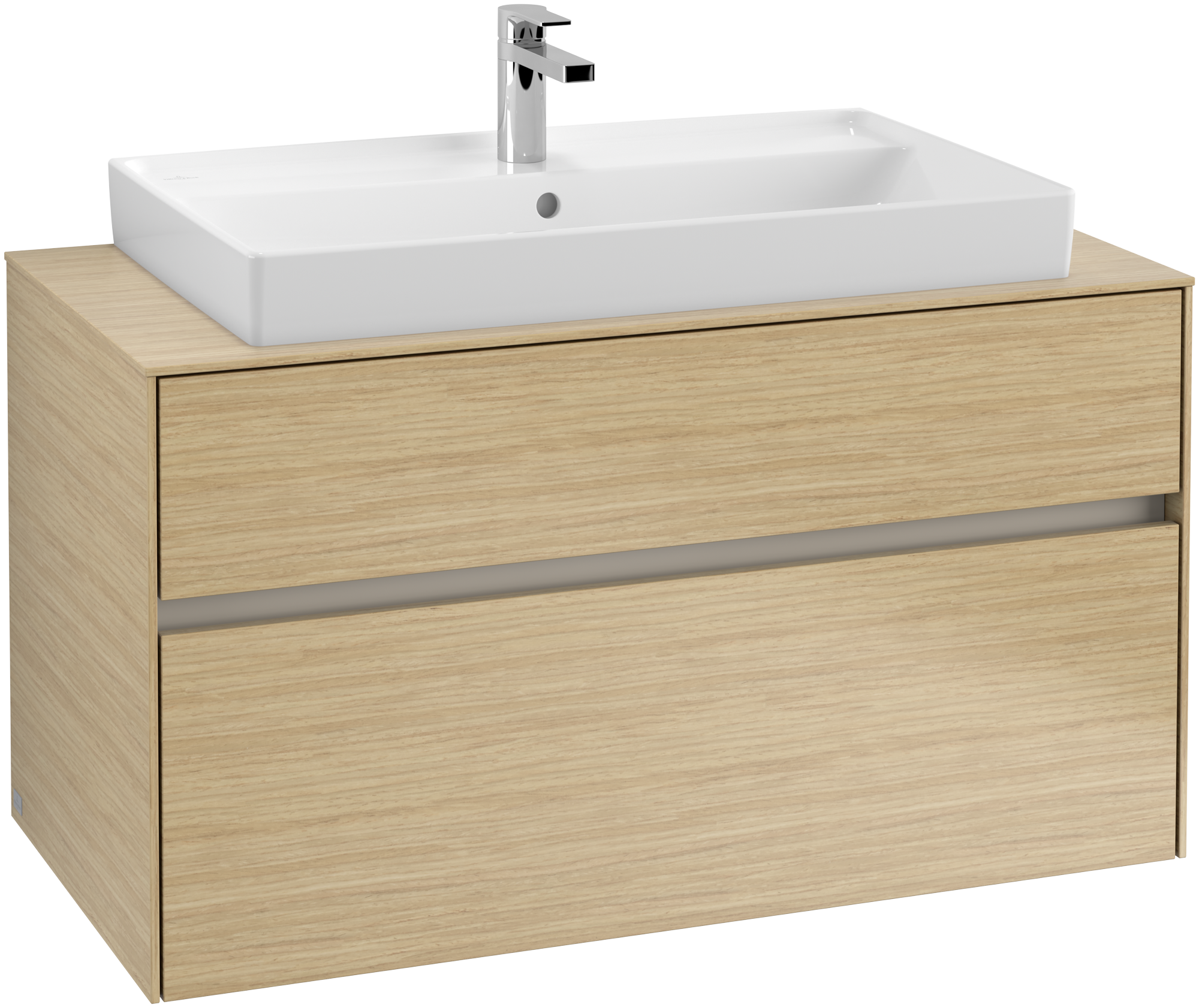 Villeroy & Boch Collaro Vanity unit, with lighting, 2 pull-out compartments, 1000x548x500mm, Body: Nordic Oak, Front: Nordic Oak
