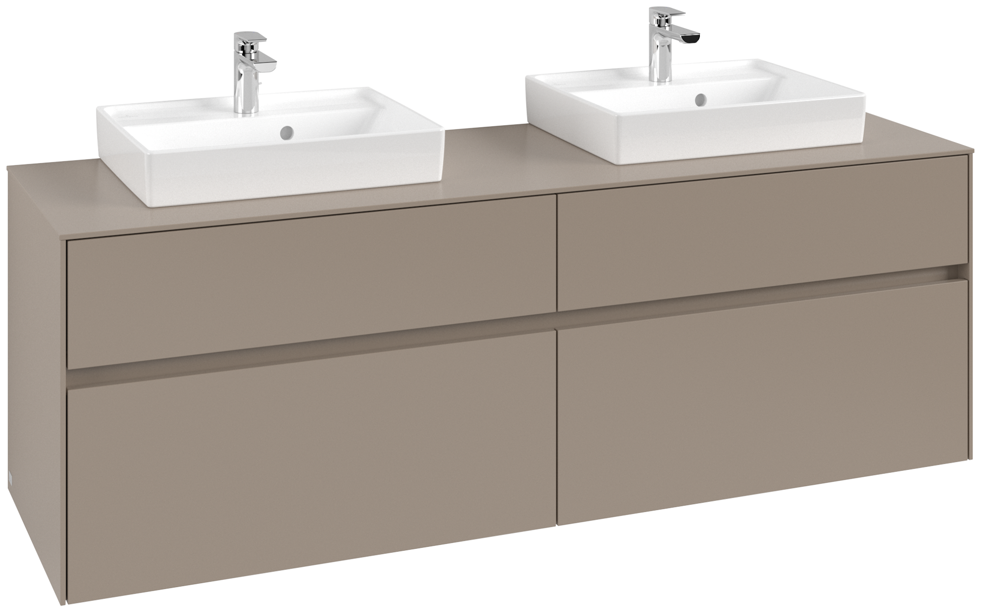 Villeroy & Boch Collaro Meuble sous plan, 4 tiroirs sur rails, 1600x548x500mm, Caisson: Taupe, Façade: Taupe