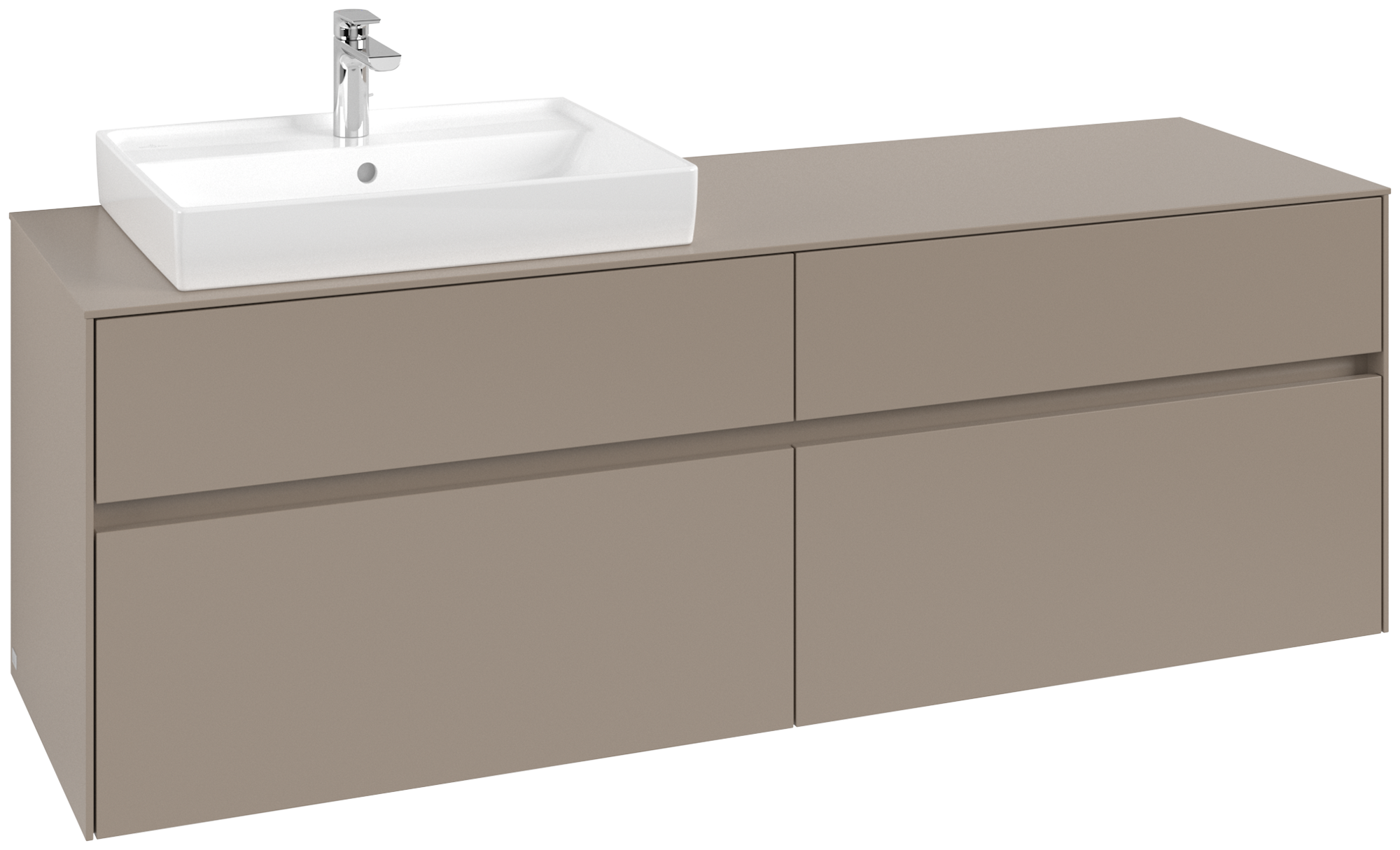 Villeroy & Boch Collaro Meuble sous plan, 4 tiroirs sur rails, 1600x548x500mm, Caisson: Taupe, Façade: Taupe