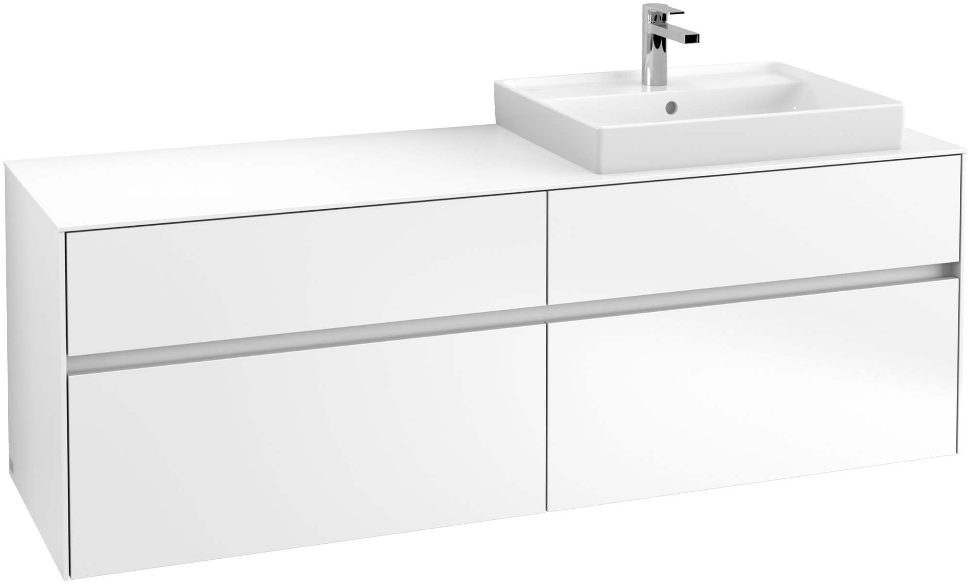 Villeroy & Boch Collaro Waschbeckenunterschrank, 4 Auszüge, 1600x548x500mm, Korpus: White Matt, Front: White Matt